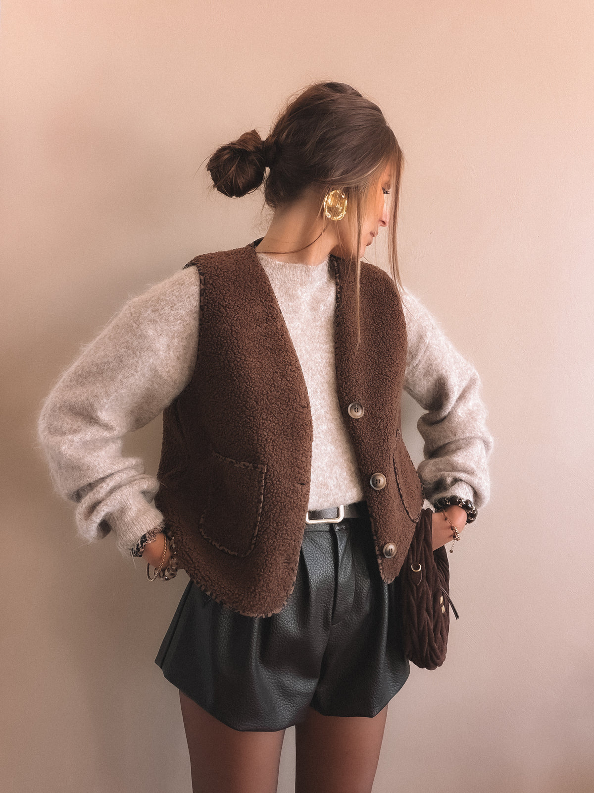Gilet sans manches ÉLÉONORE Marron