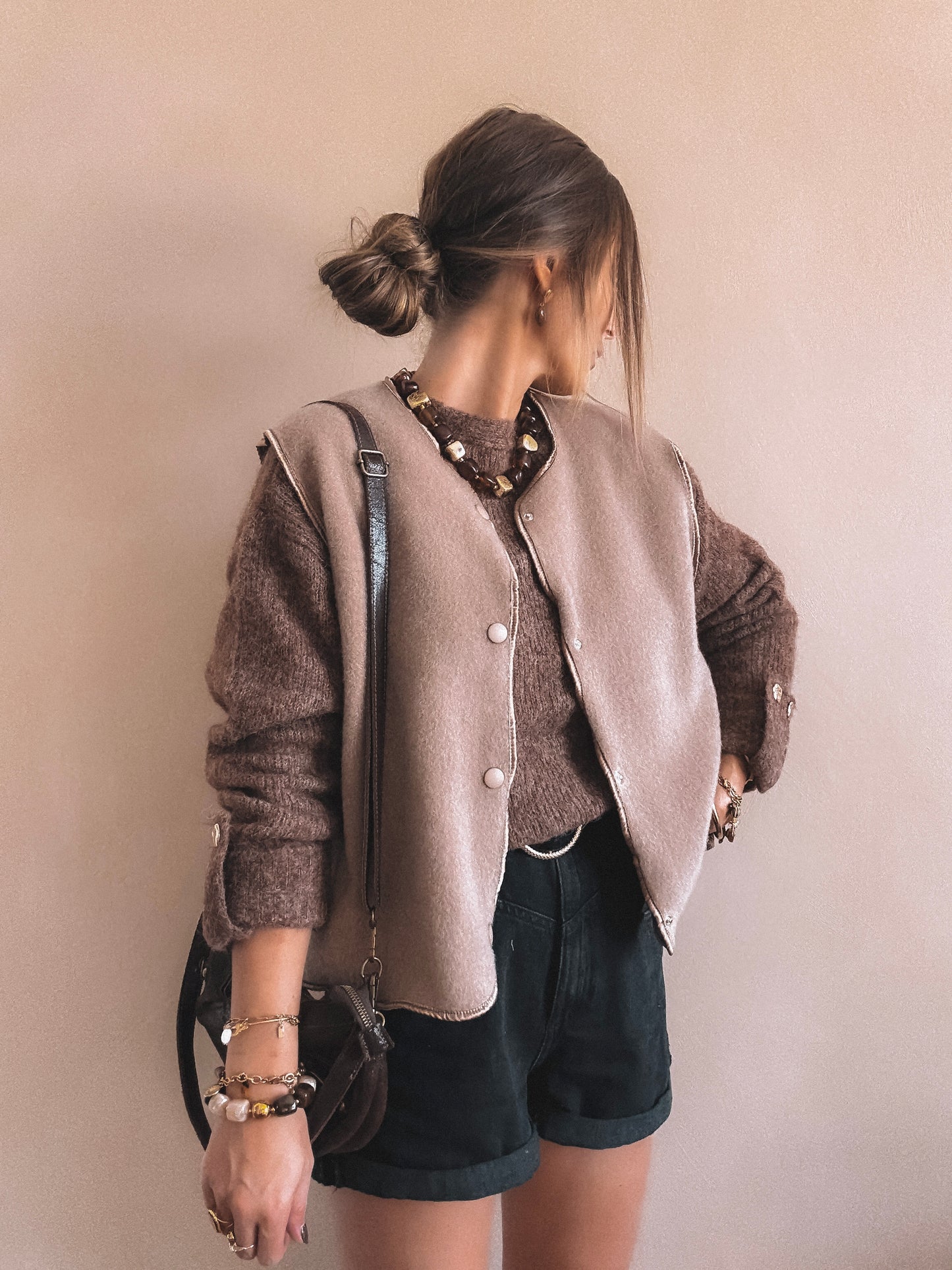 Gilet sans manches Elia beige