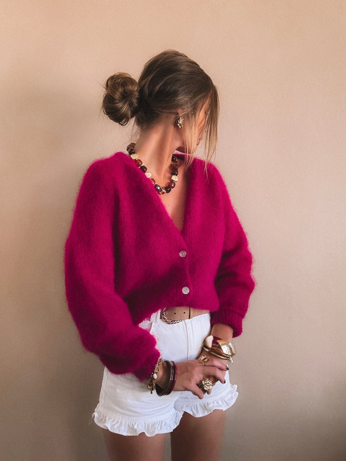 Gilet Melba Framboise KID MOHAIR