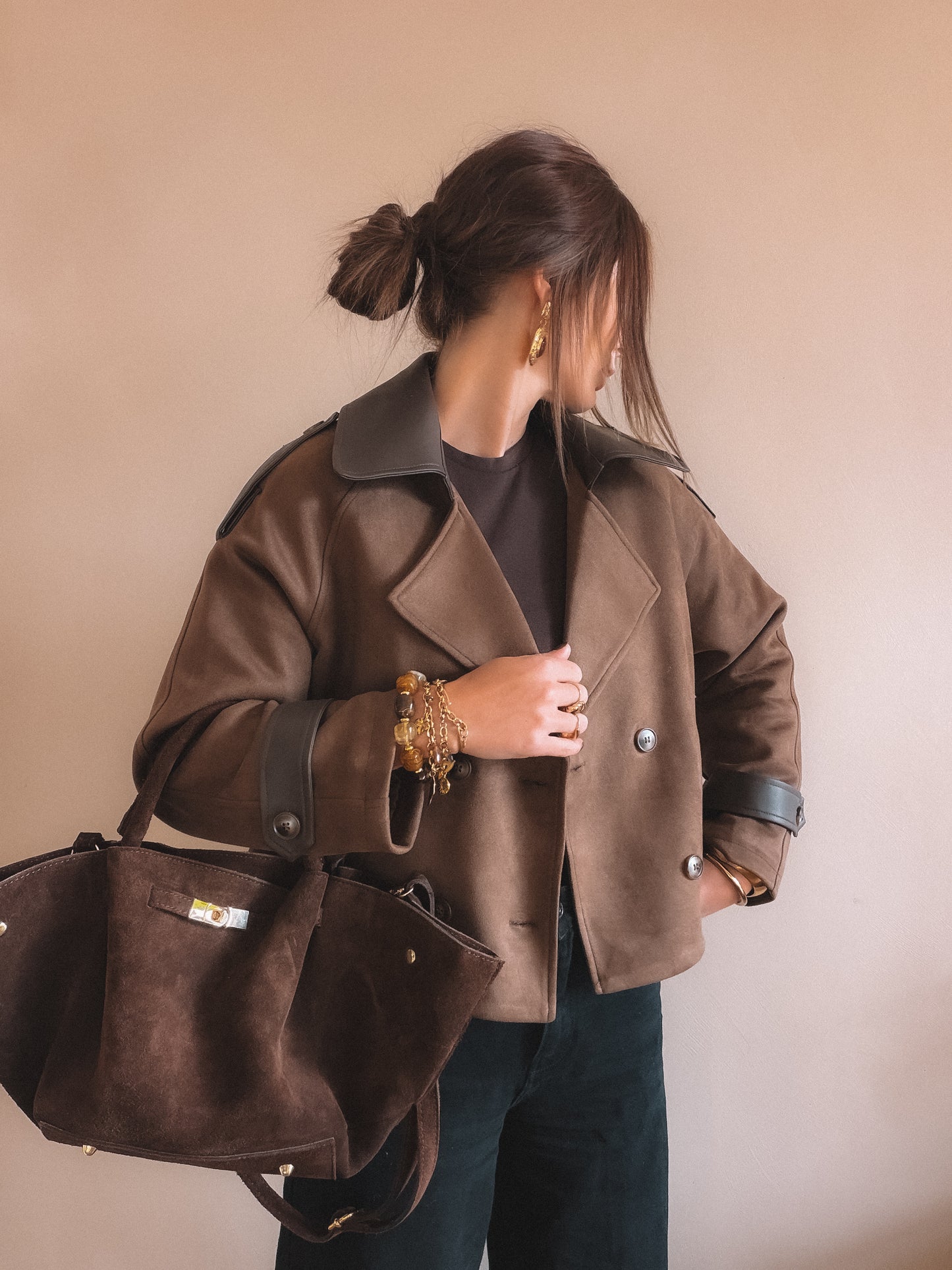 Manteau Charlie Marron Suédine