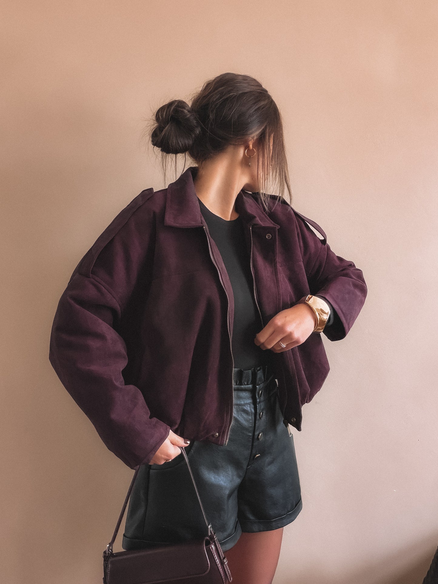Veste Ruby Suédine Bordeaux