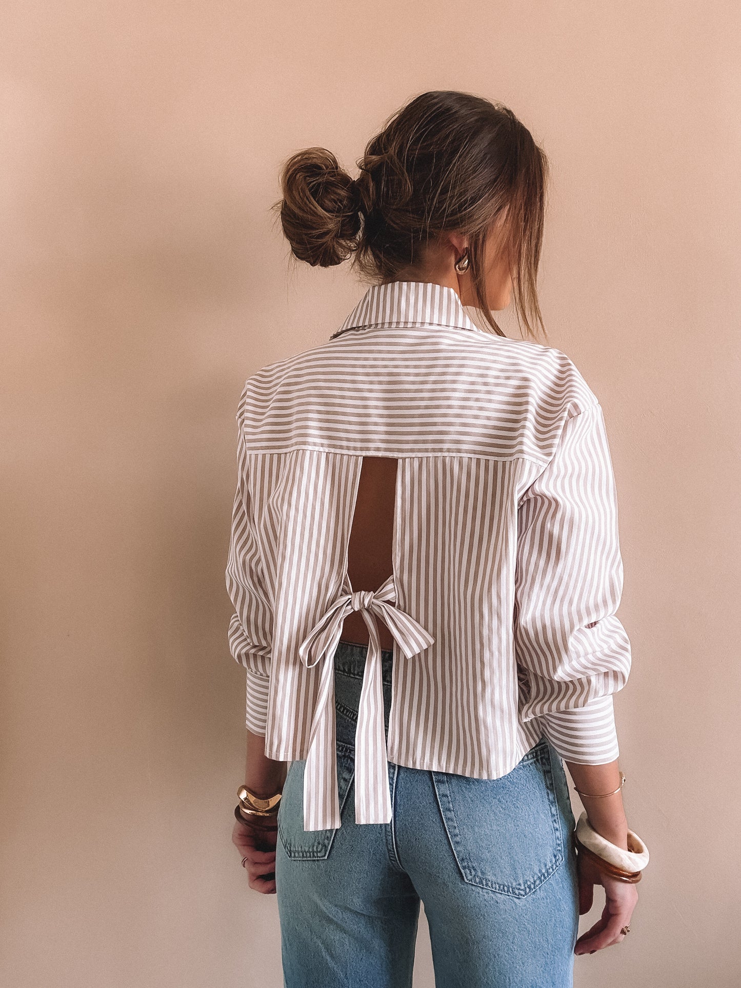 Chemise Judith à rayures beige