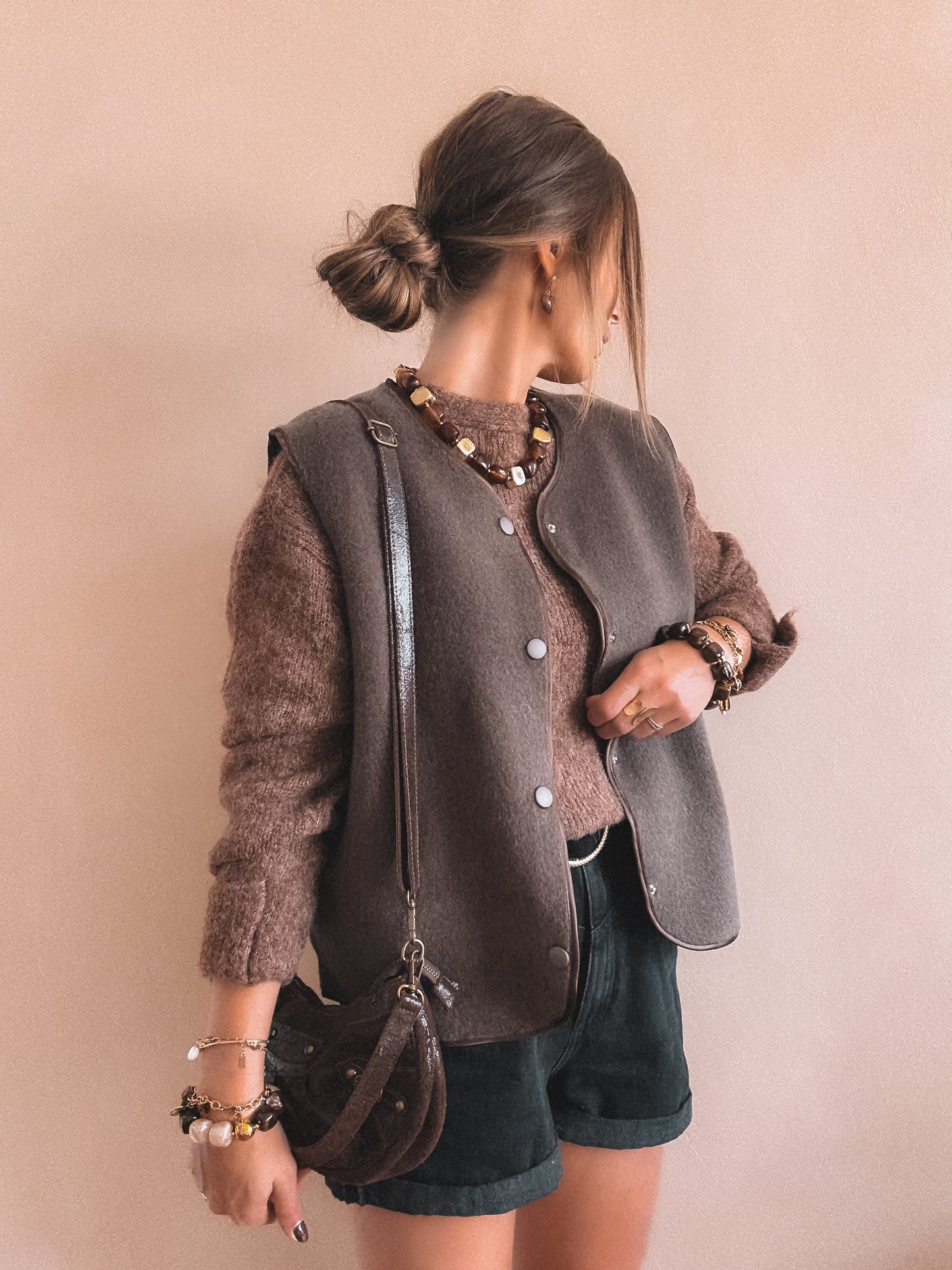 Gilet sans manches Elia Marron