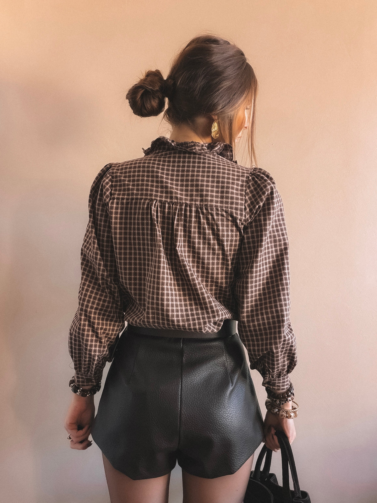 Chemise Lara à carreaux Marron