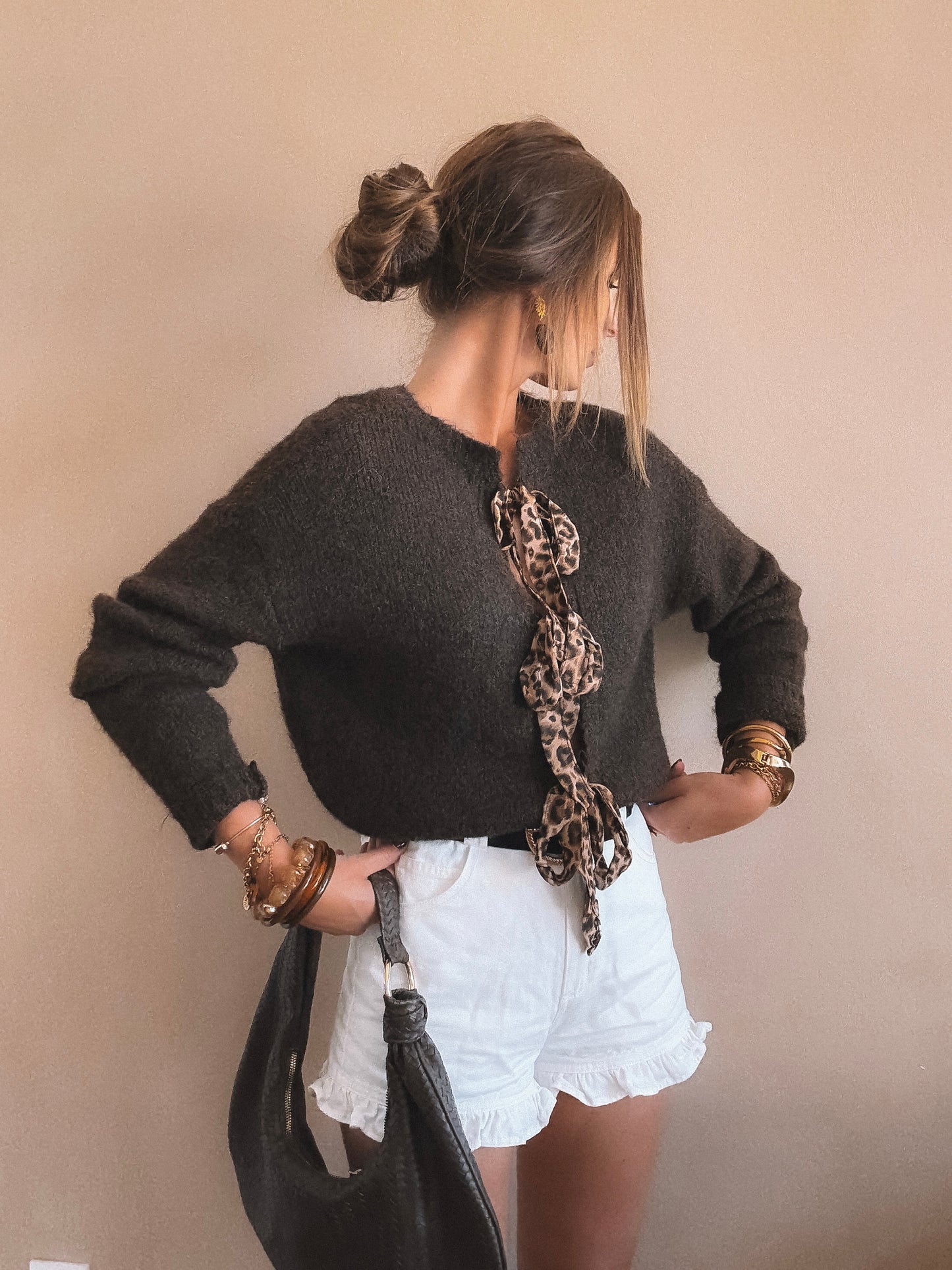 Pull Mila Leopard Marron