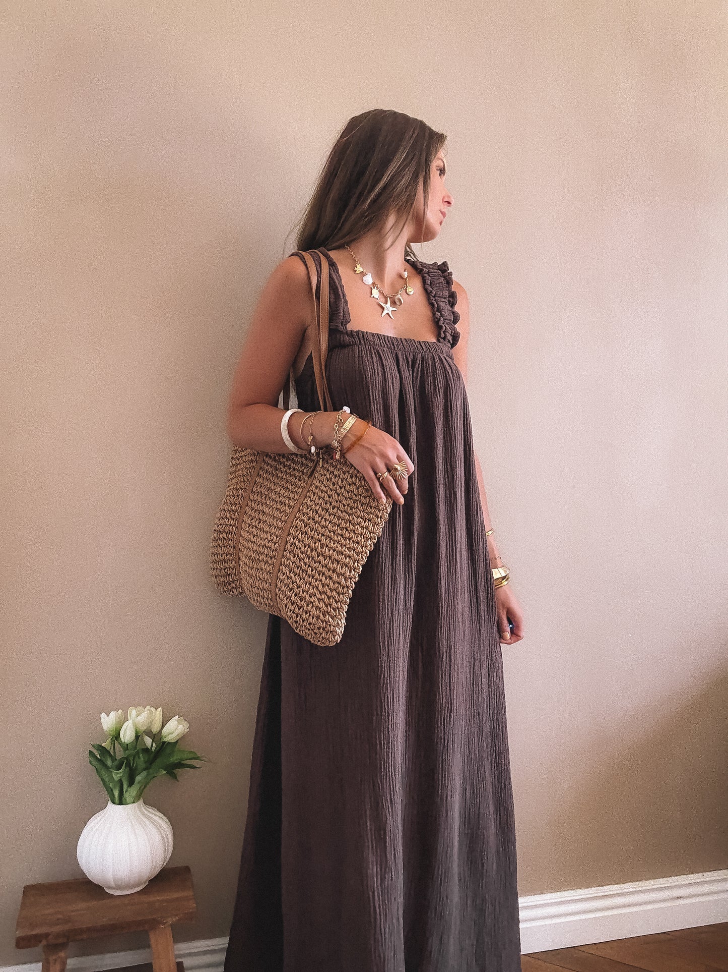 Robe Longue Alba Marron