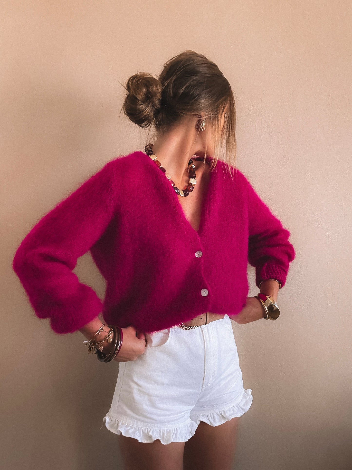 Gilet Melba Framboise KID MOHAIR