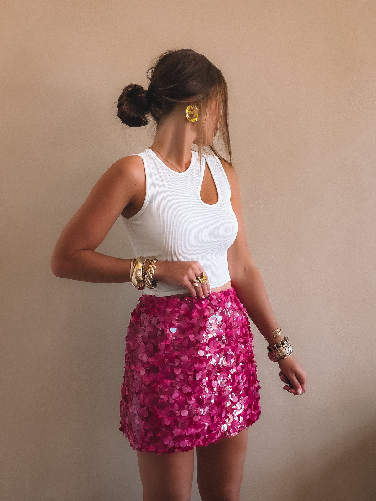 Jupe Lola sequins rose