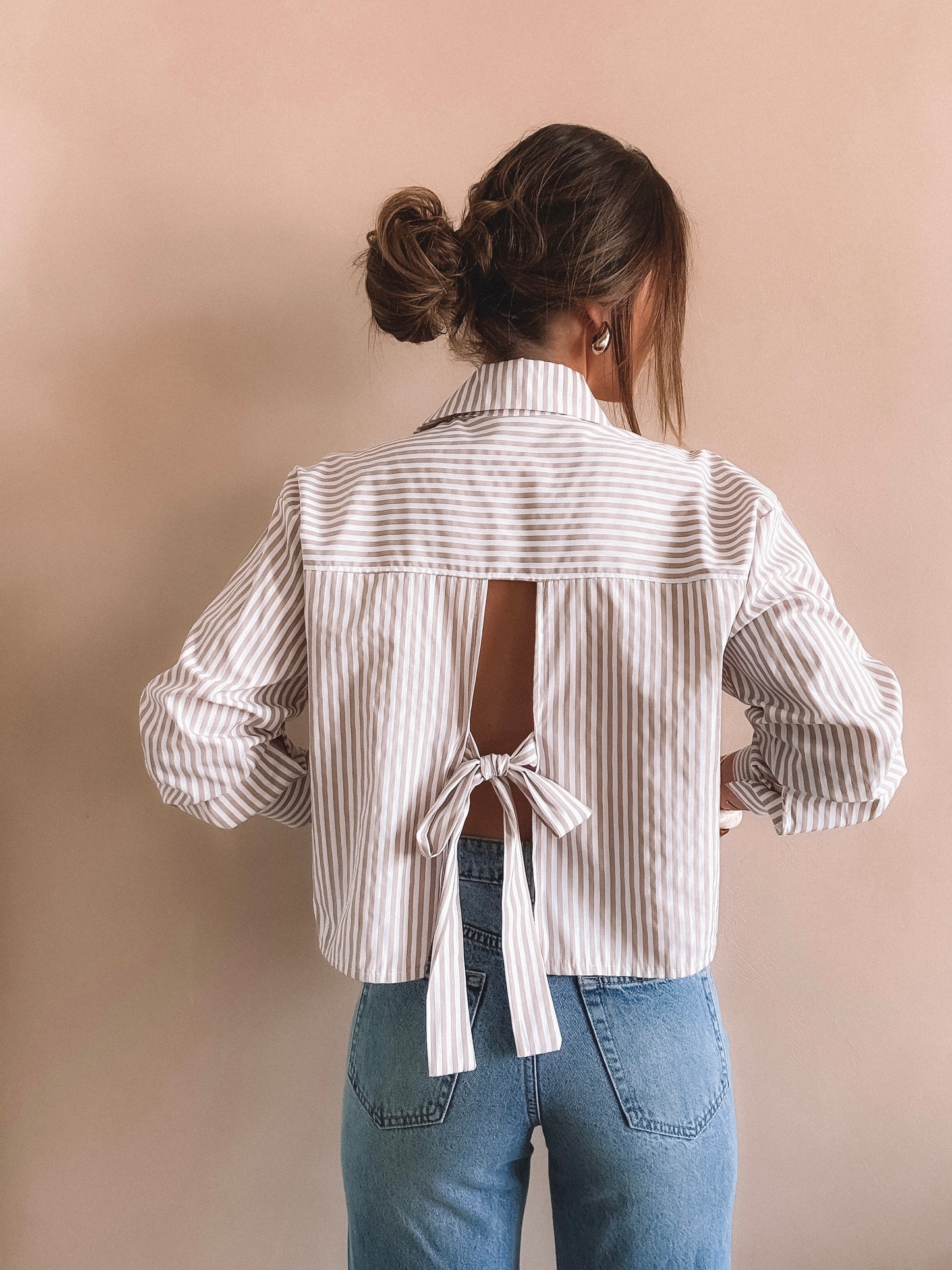 Chemise Judith à rayures beige