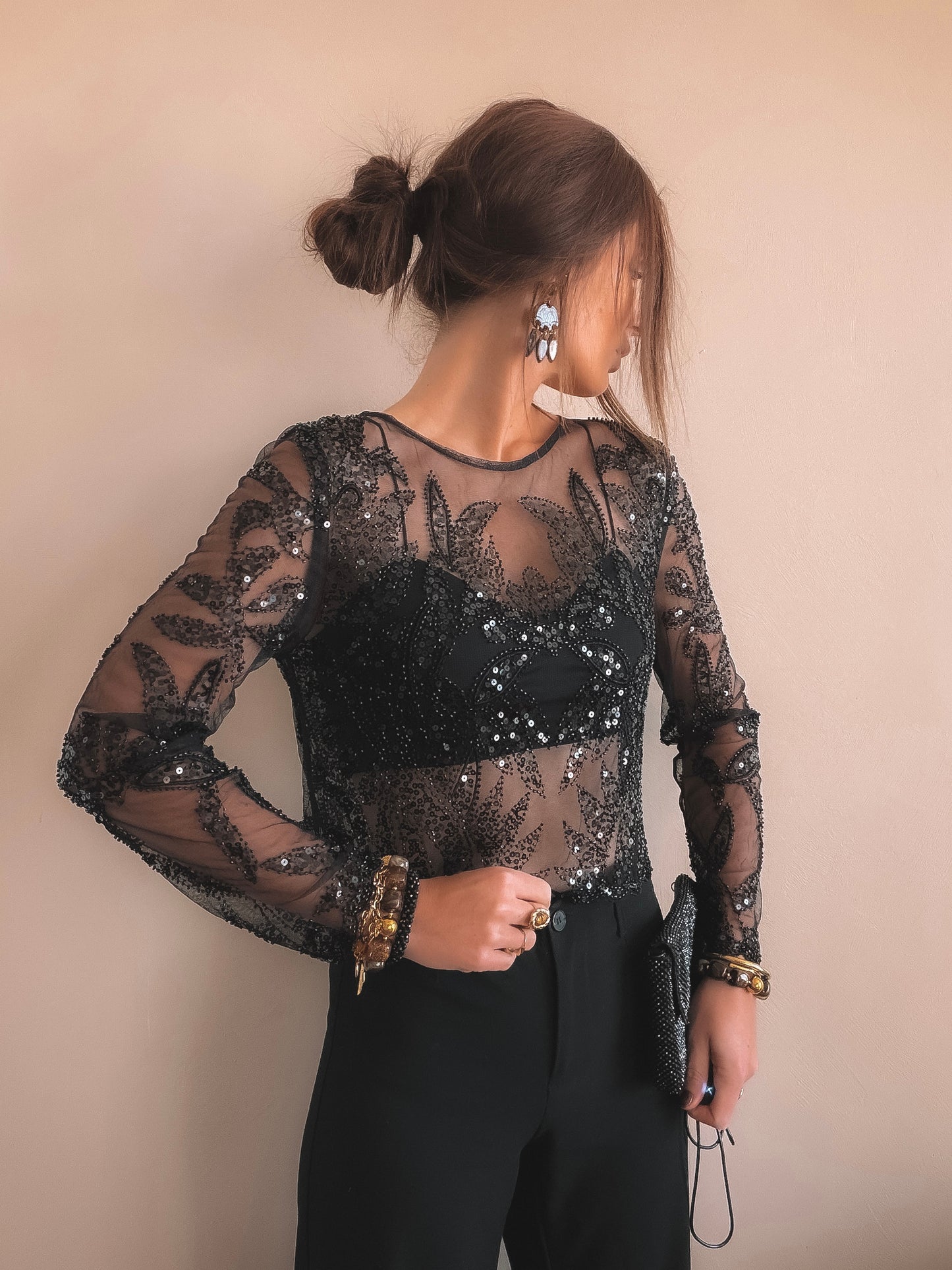 Blouse Mila Sequins noir