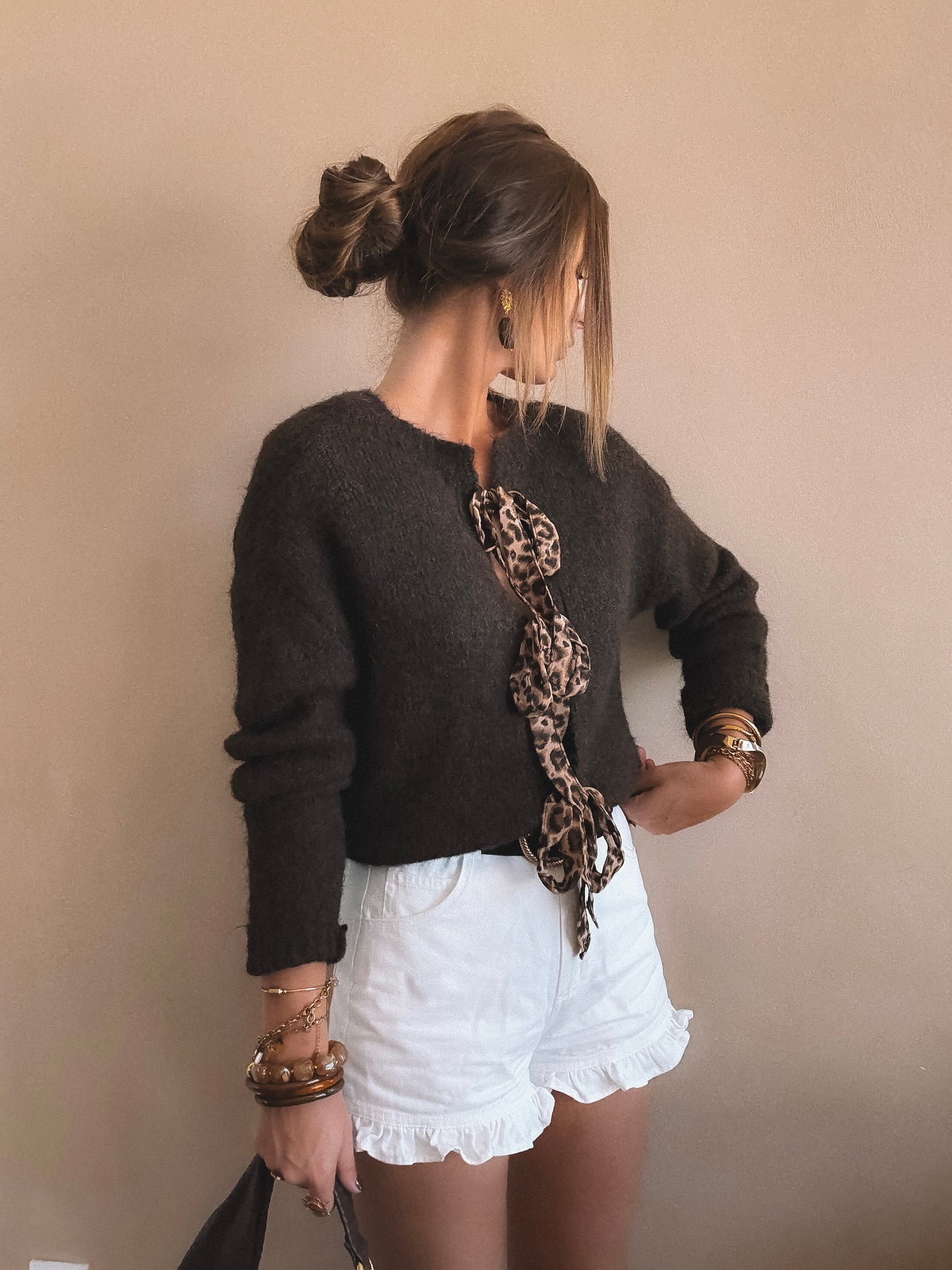 Pull Mila Leopard Marron