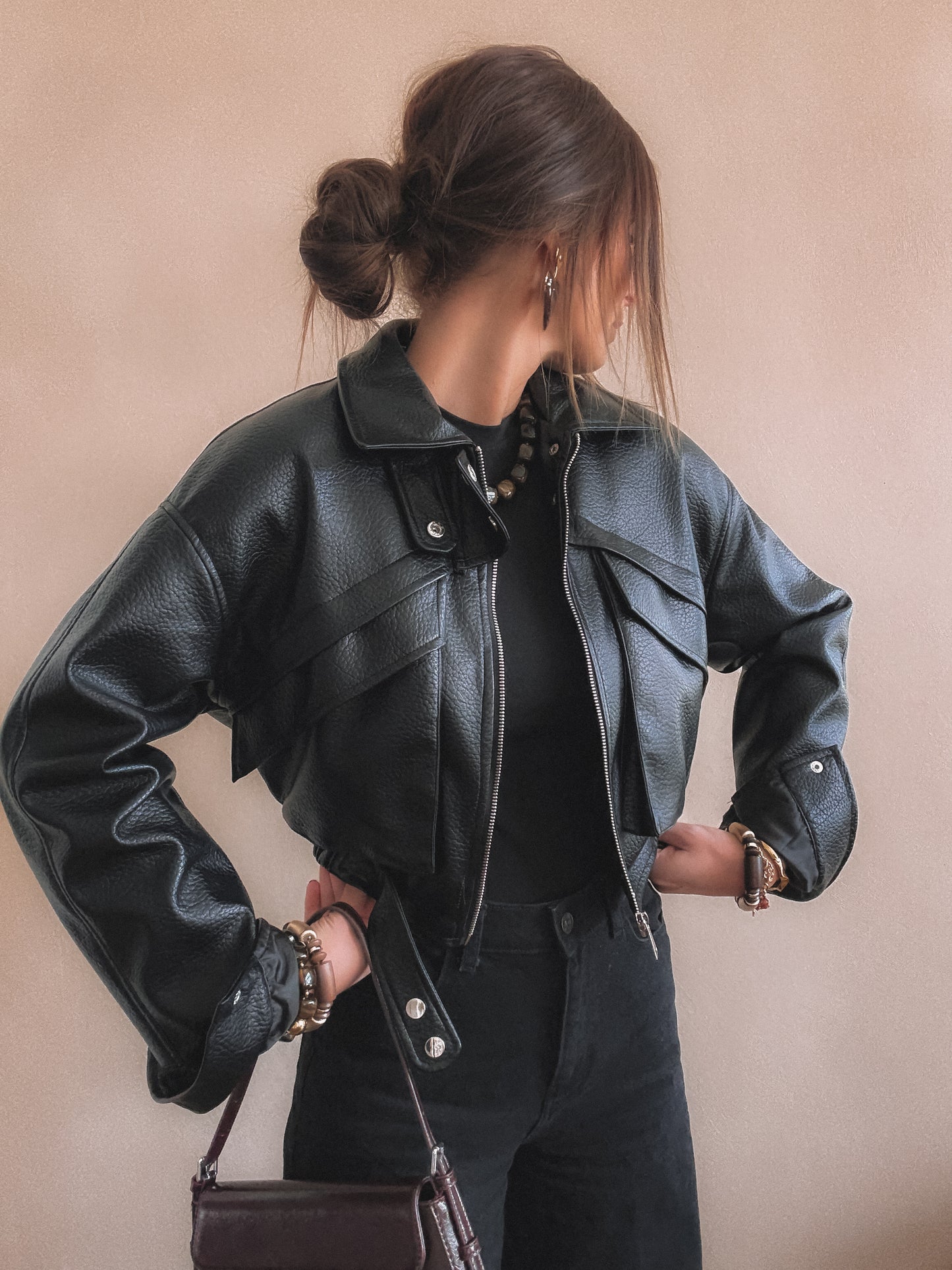 Veste Emma Noir Simili Cuir