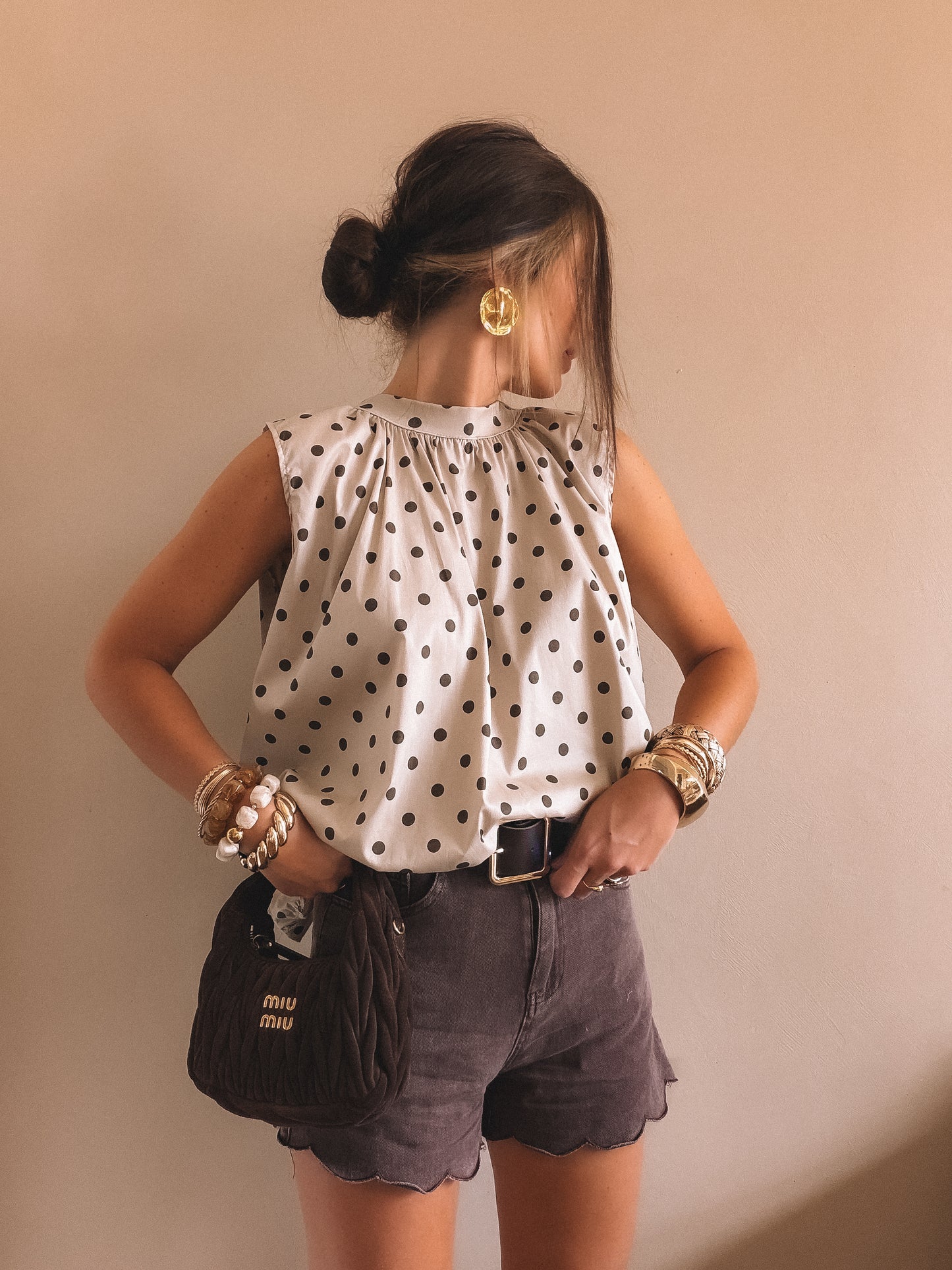 Blouse Célia Beige pois Marron