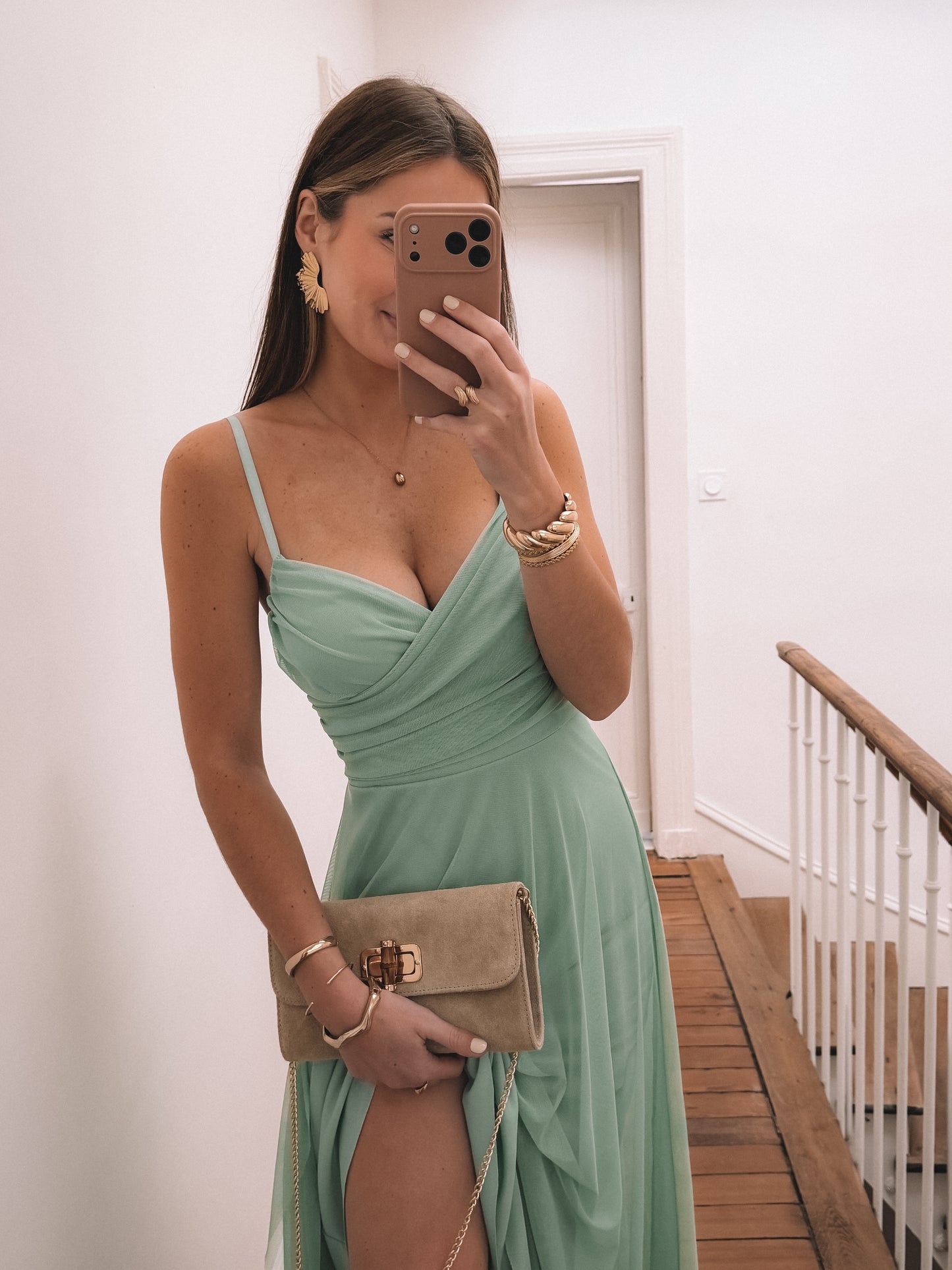 COLLECTION CEREMONIE - Robe LONGUE Talia Vert Sauge