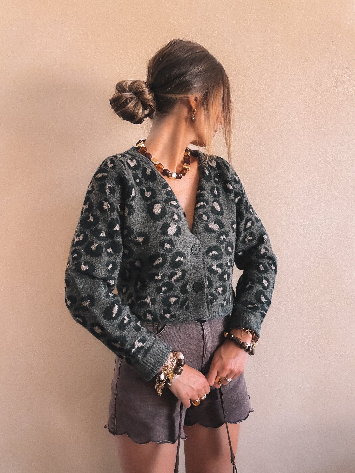 Gilet Lyana Léopard Marron