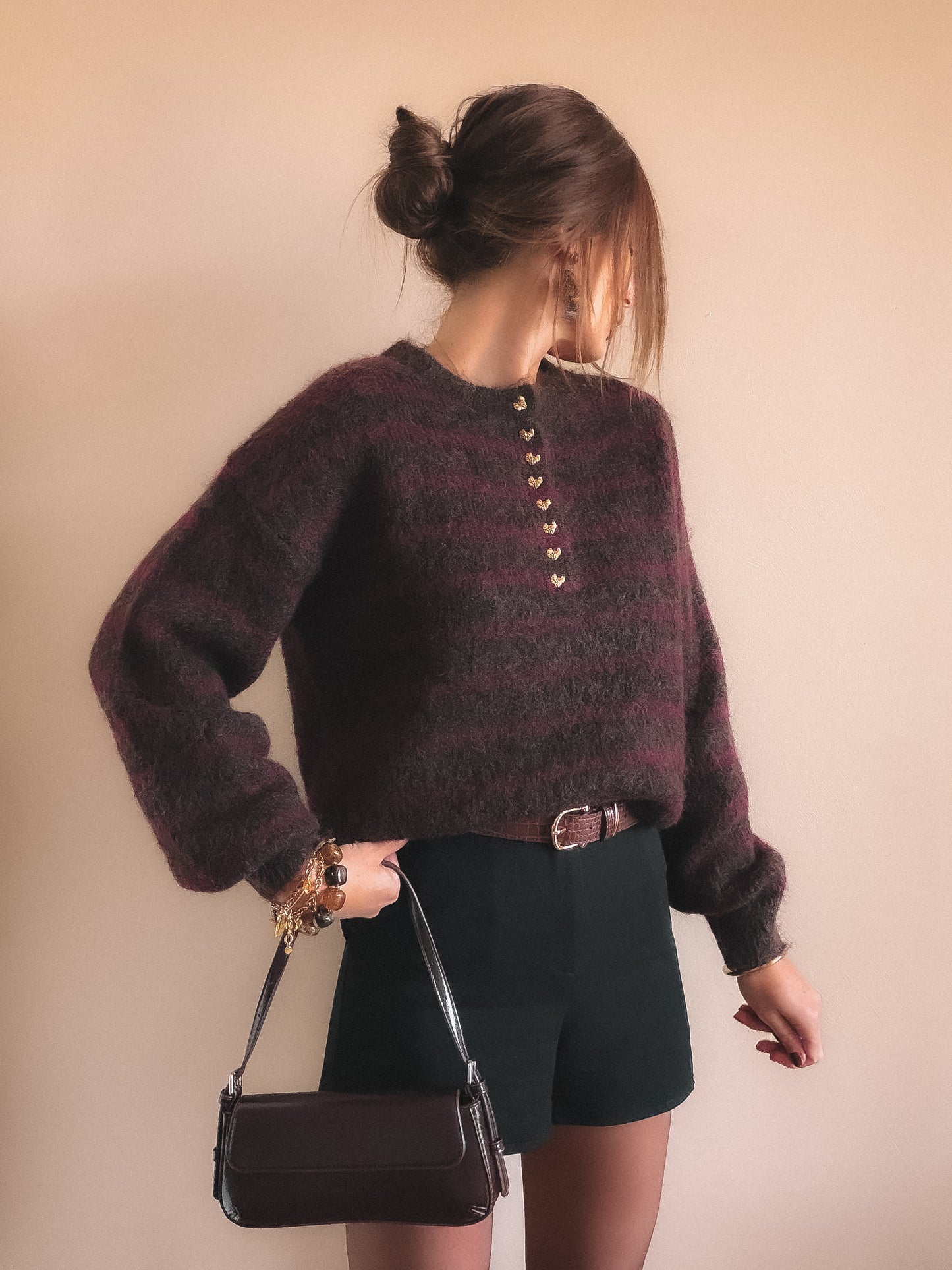 Pull Elya Rayures bordeaux