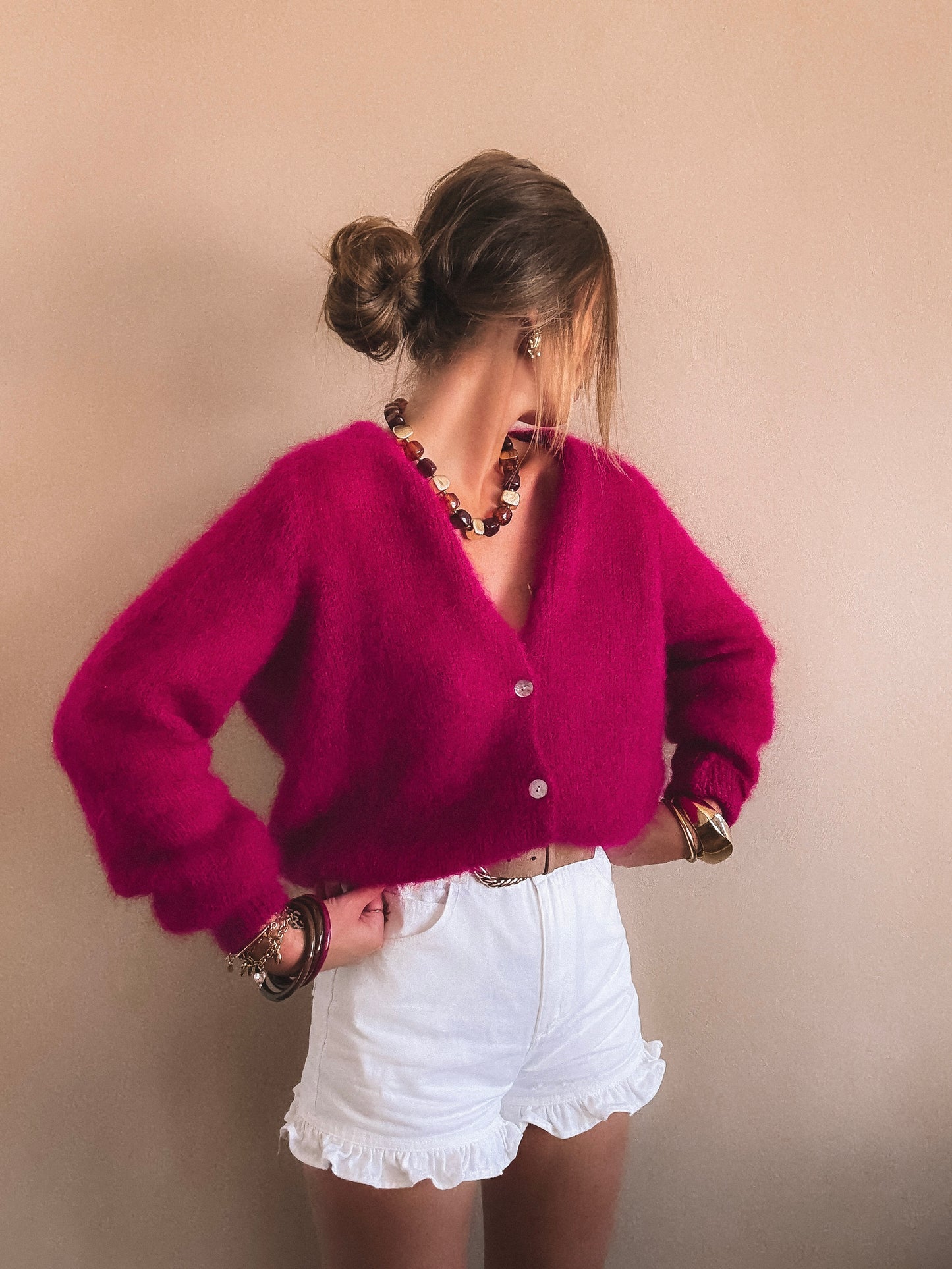 Gilet Melba Framboise KID MOHAIR