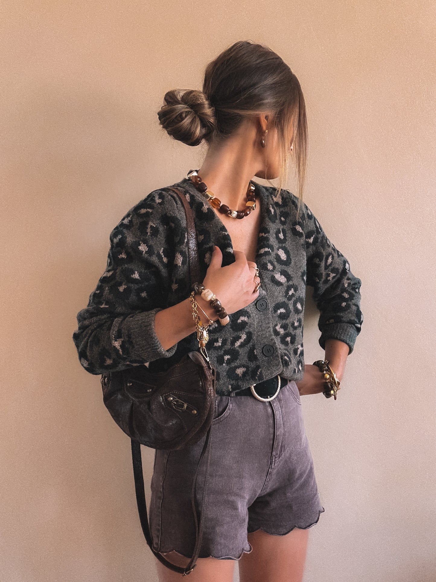 Gilet Lyana Léopard Marron