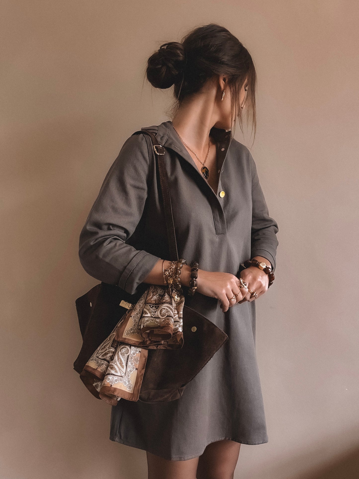 Robe en jean Almena Marron