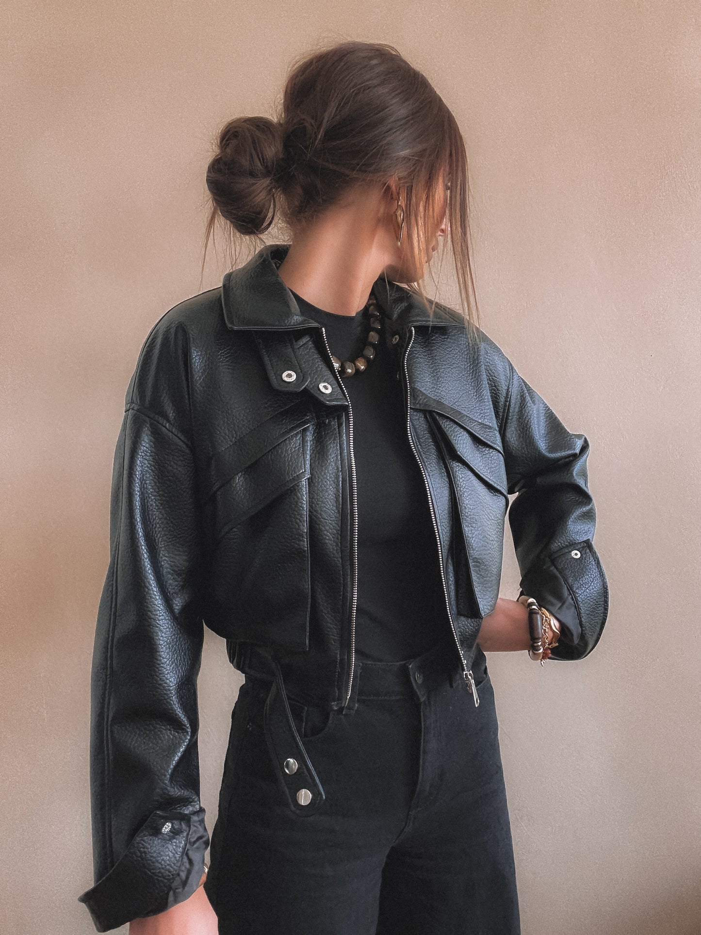 Veste Emma Noir Simili Cuir