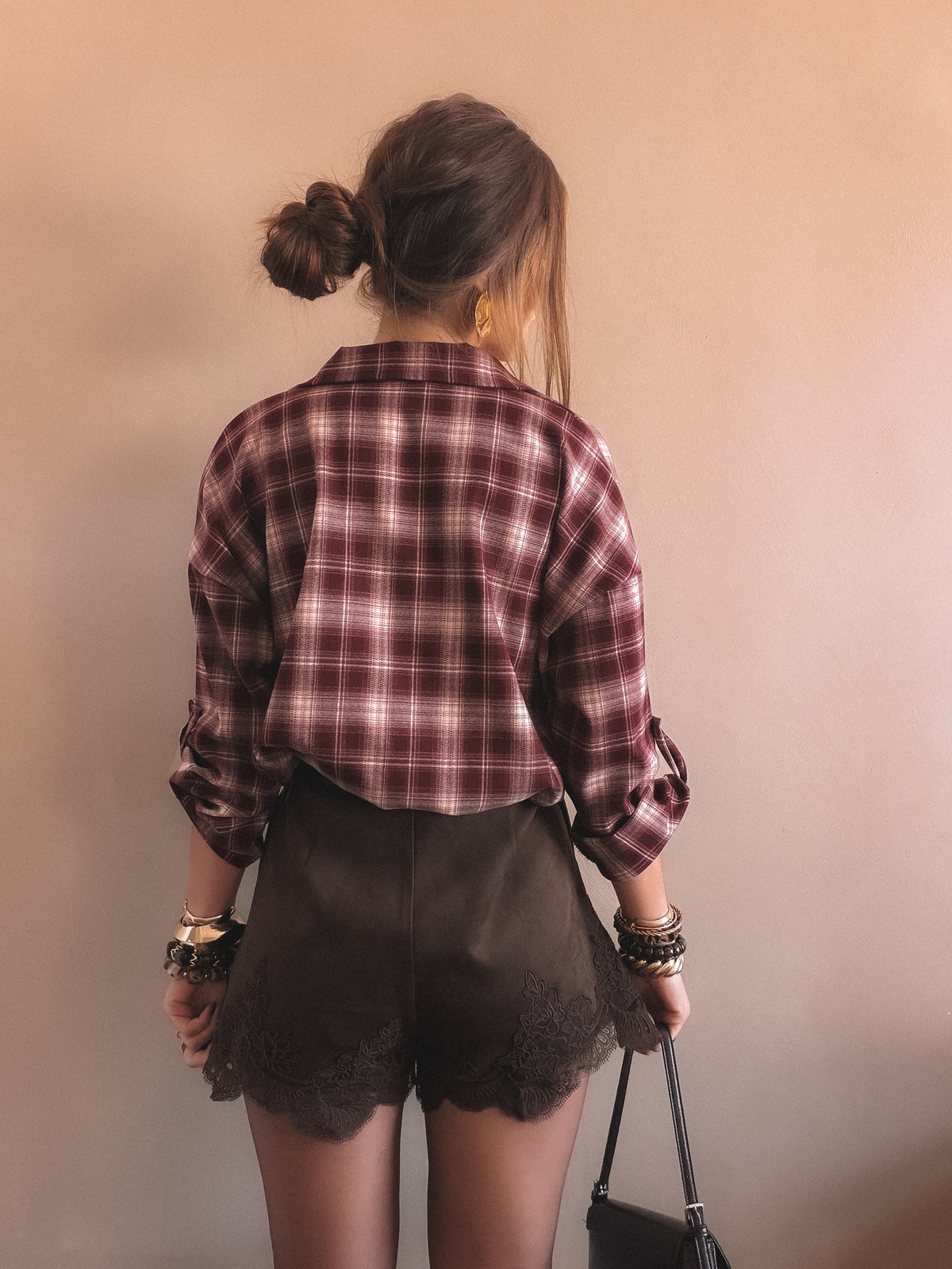 Chemise Charlie à carreaux bordeaux