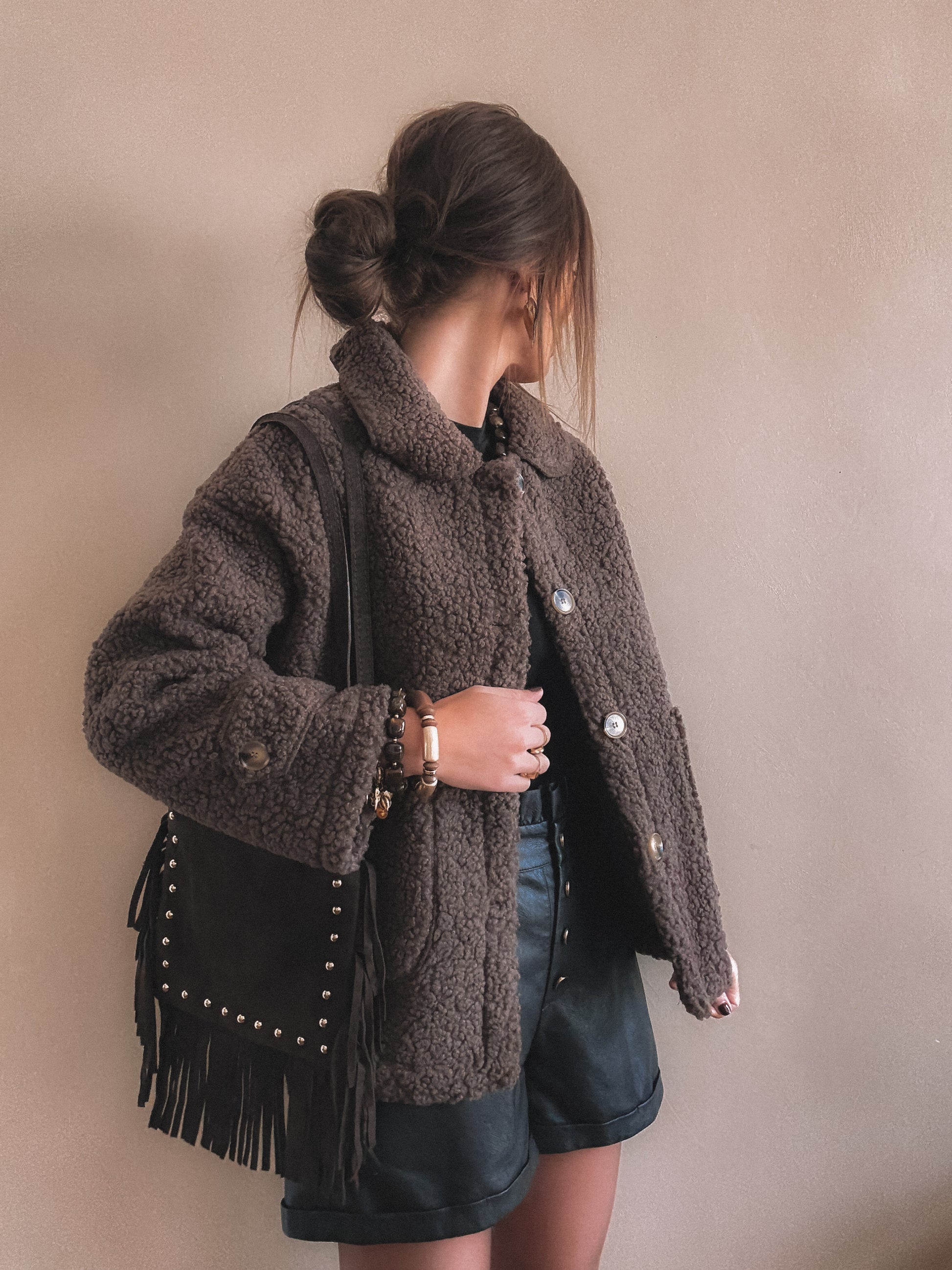 Manteau Teddy Marron