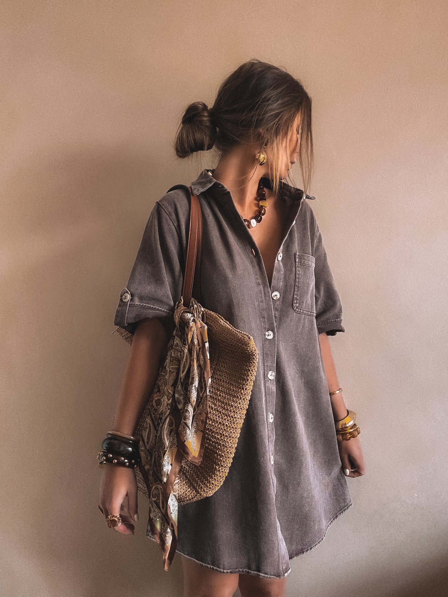 Robe en jean Tara Marron