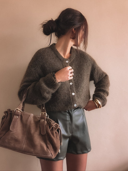 Short June Taupe Simili Cuir