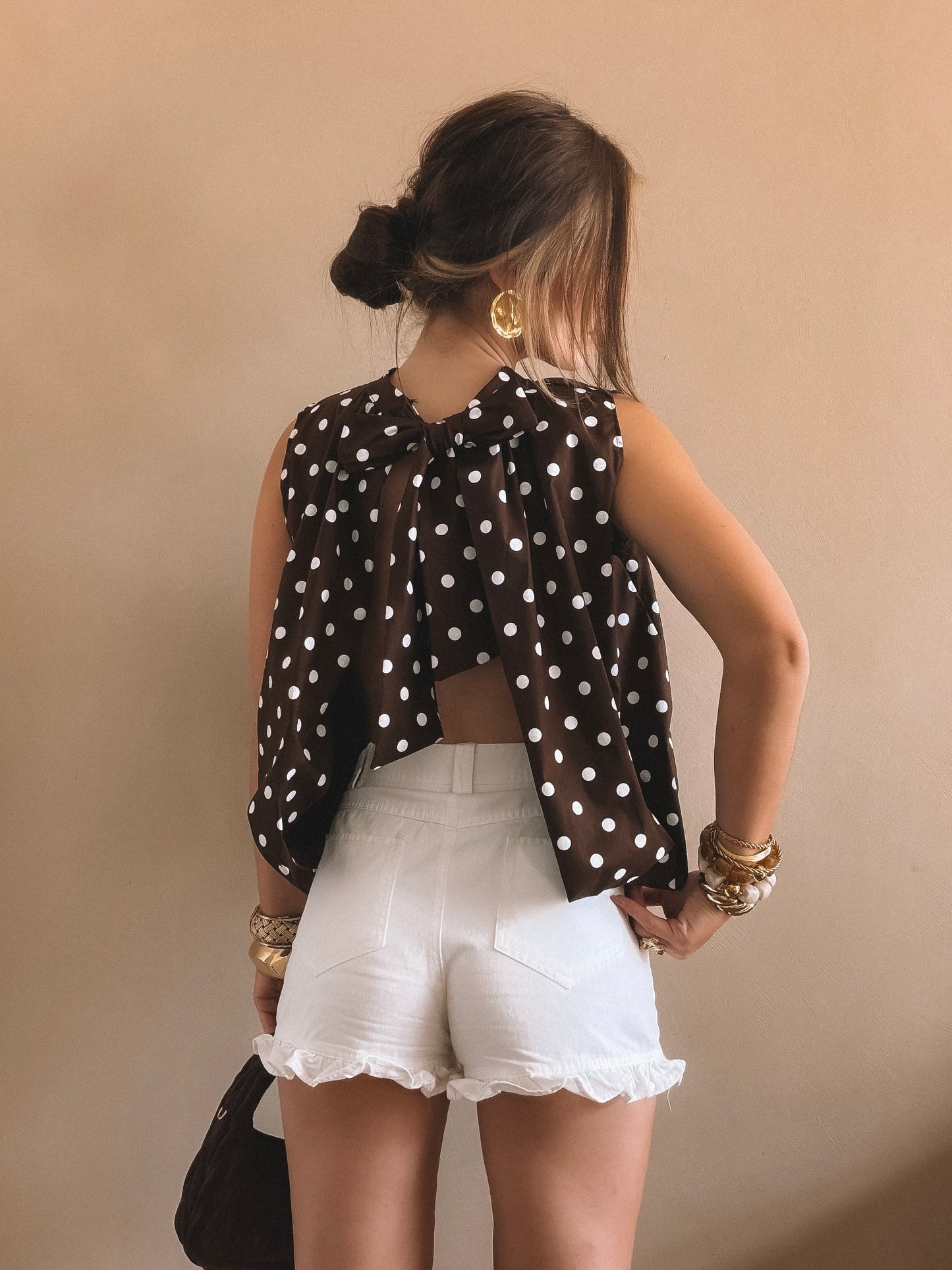 Blouse Célia Marron pois Blanc