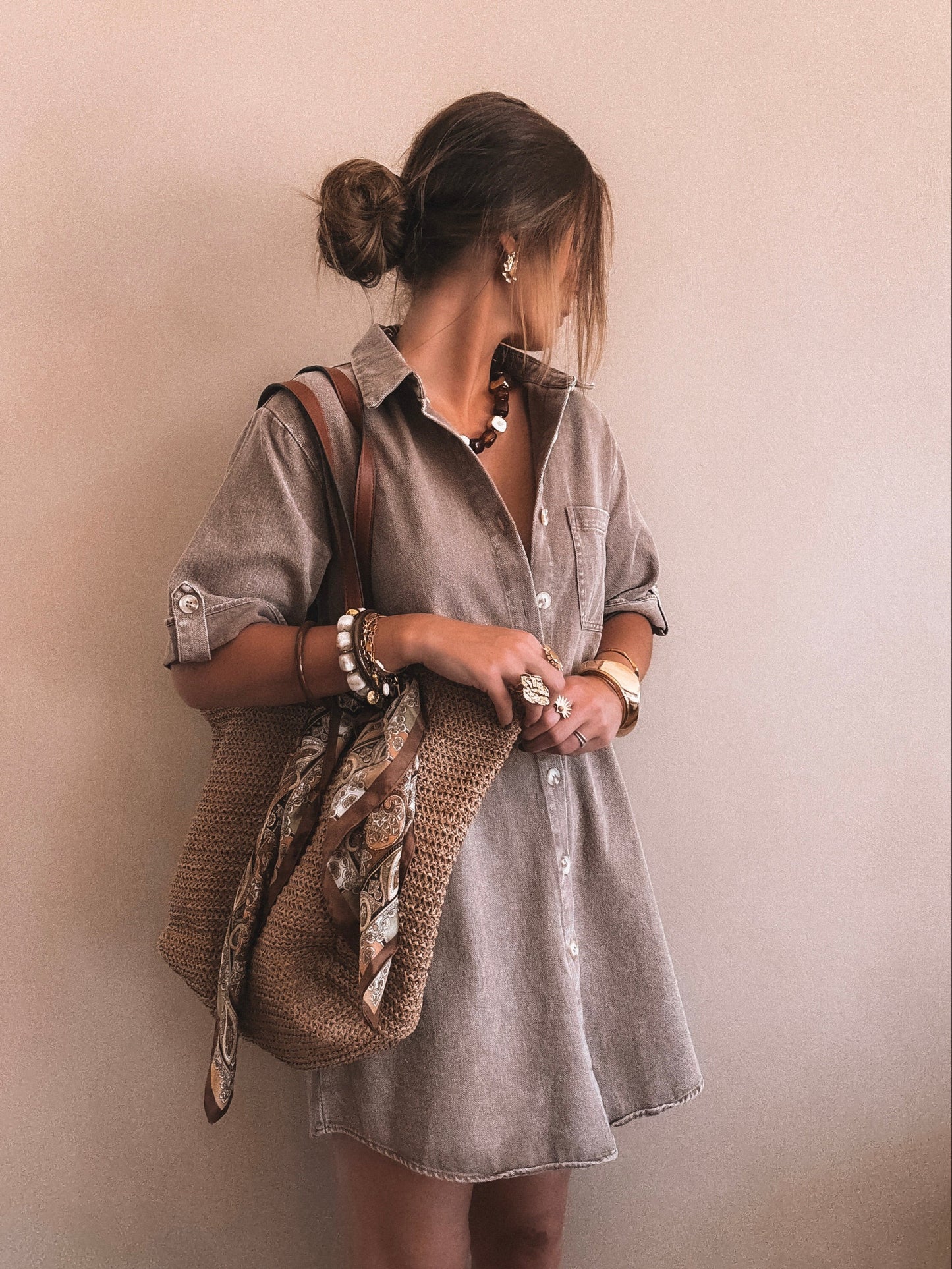 Robe en jean Tara Camel