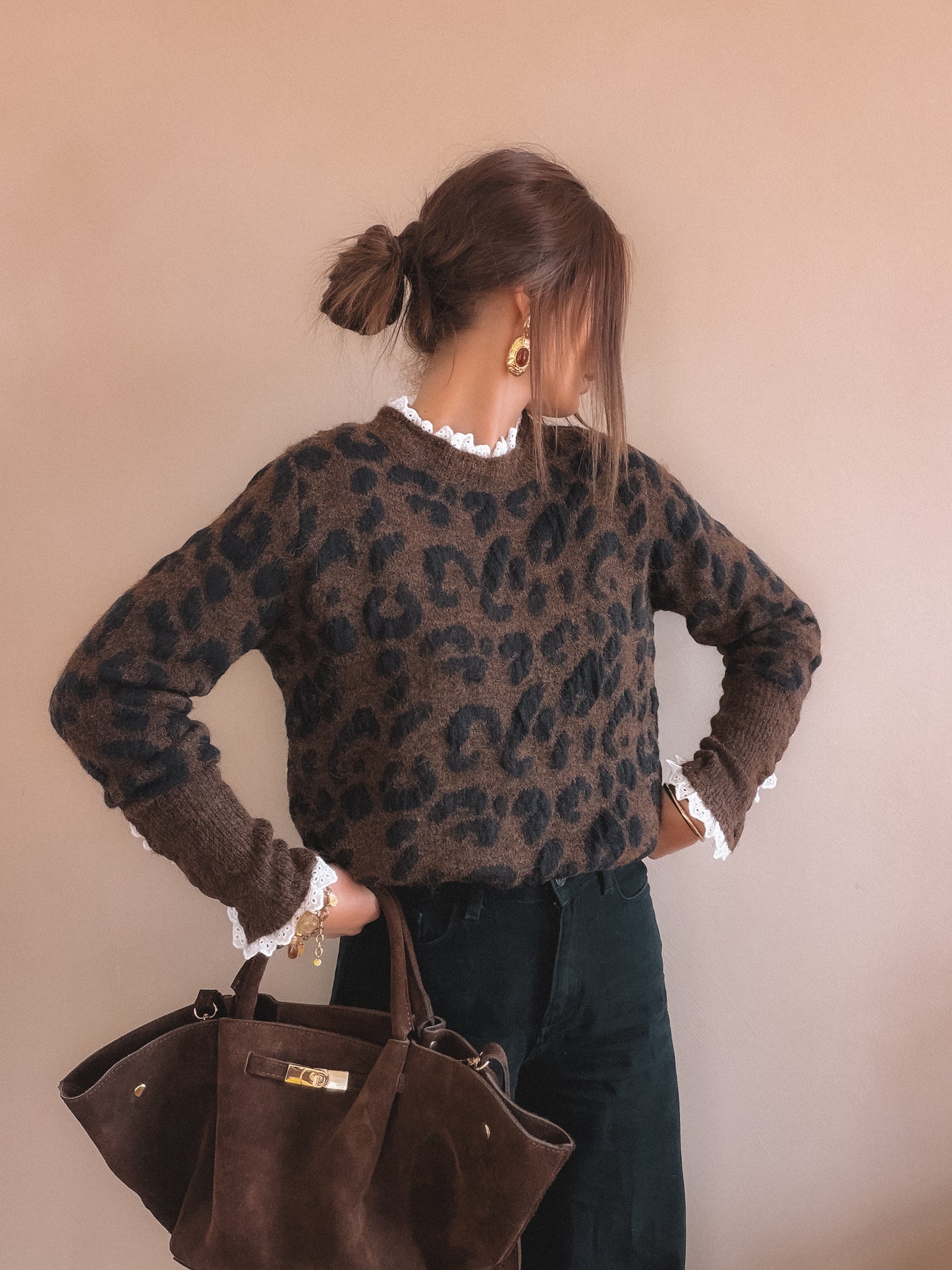 Pull Inès Léopard Marron