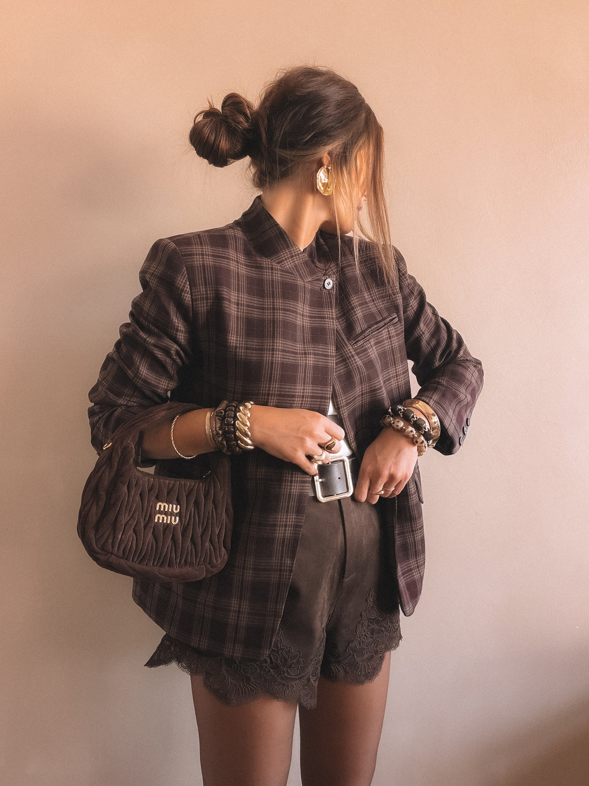 Blazer VICTOIRE à carreaux marron