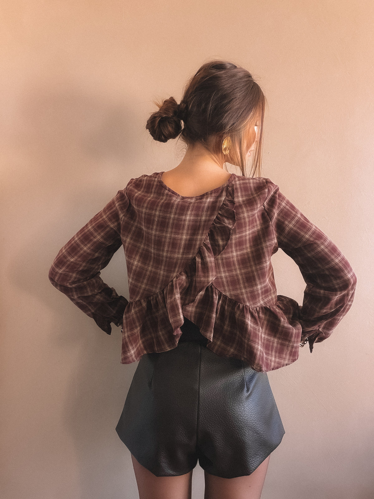 Blouse Léonie Bordeaux à carreaux