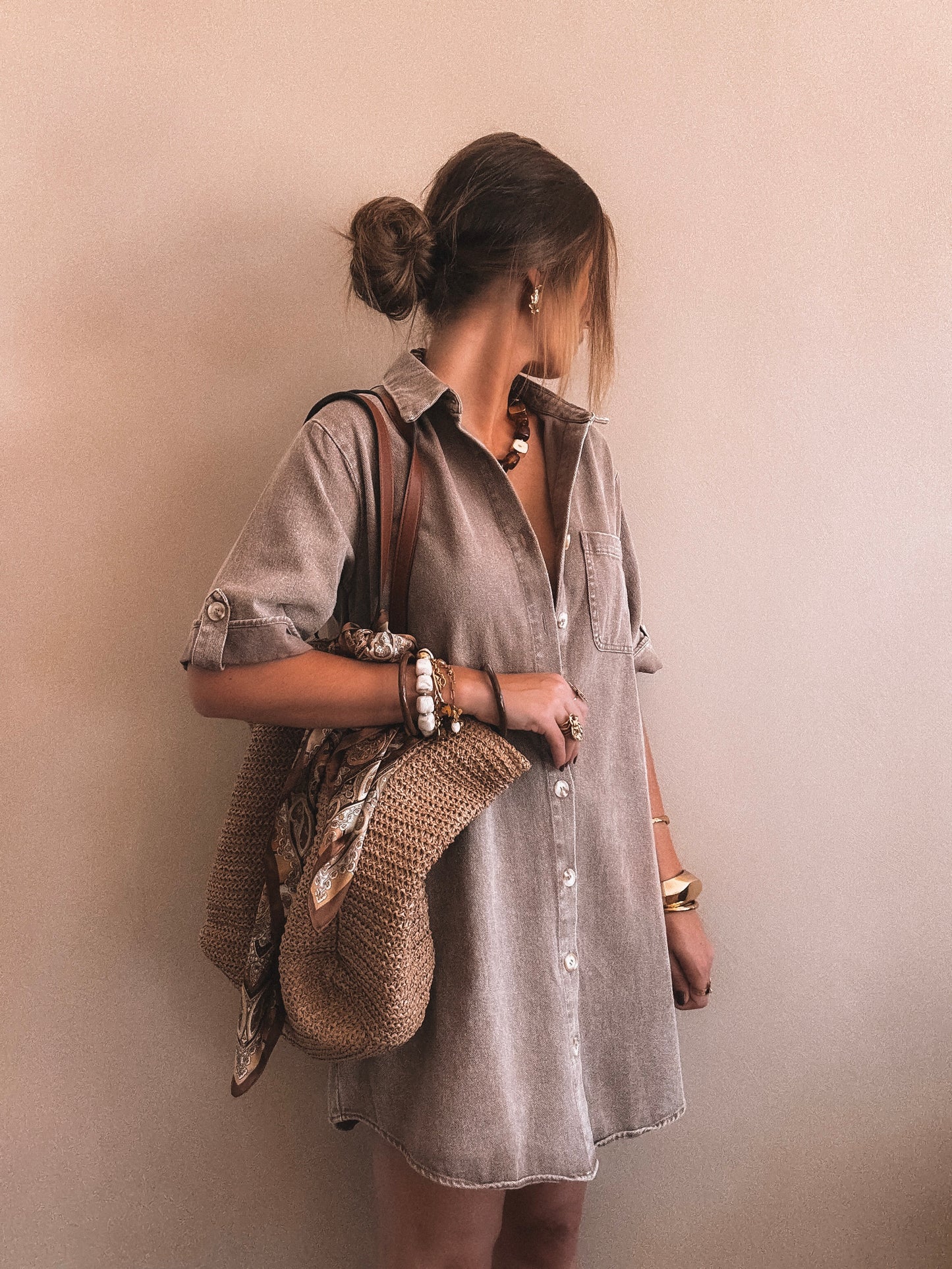 Robe en jean Tara Camel