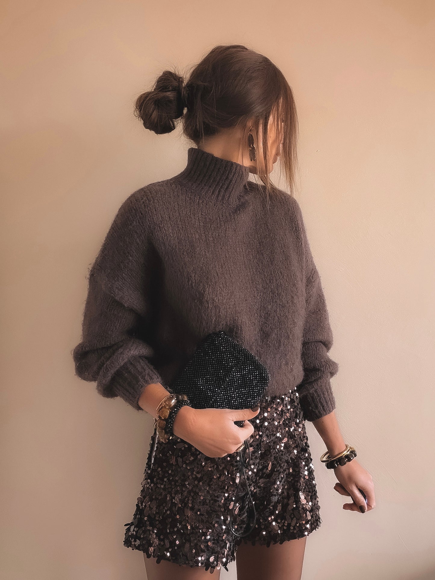 Short Léo Sequins marron