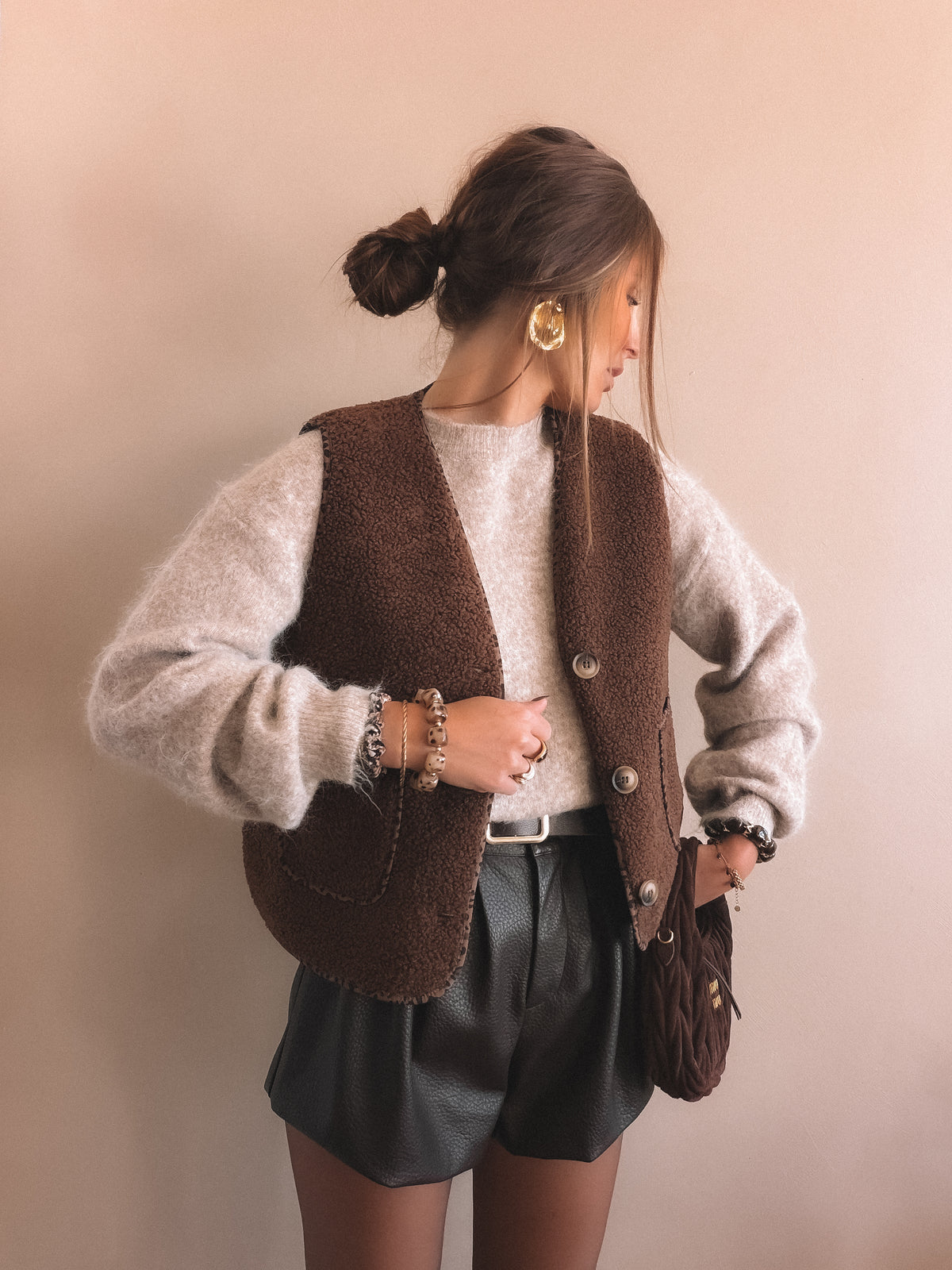 Gilet sans manches ÉLÉONORE Marron