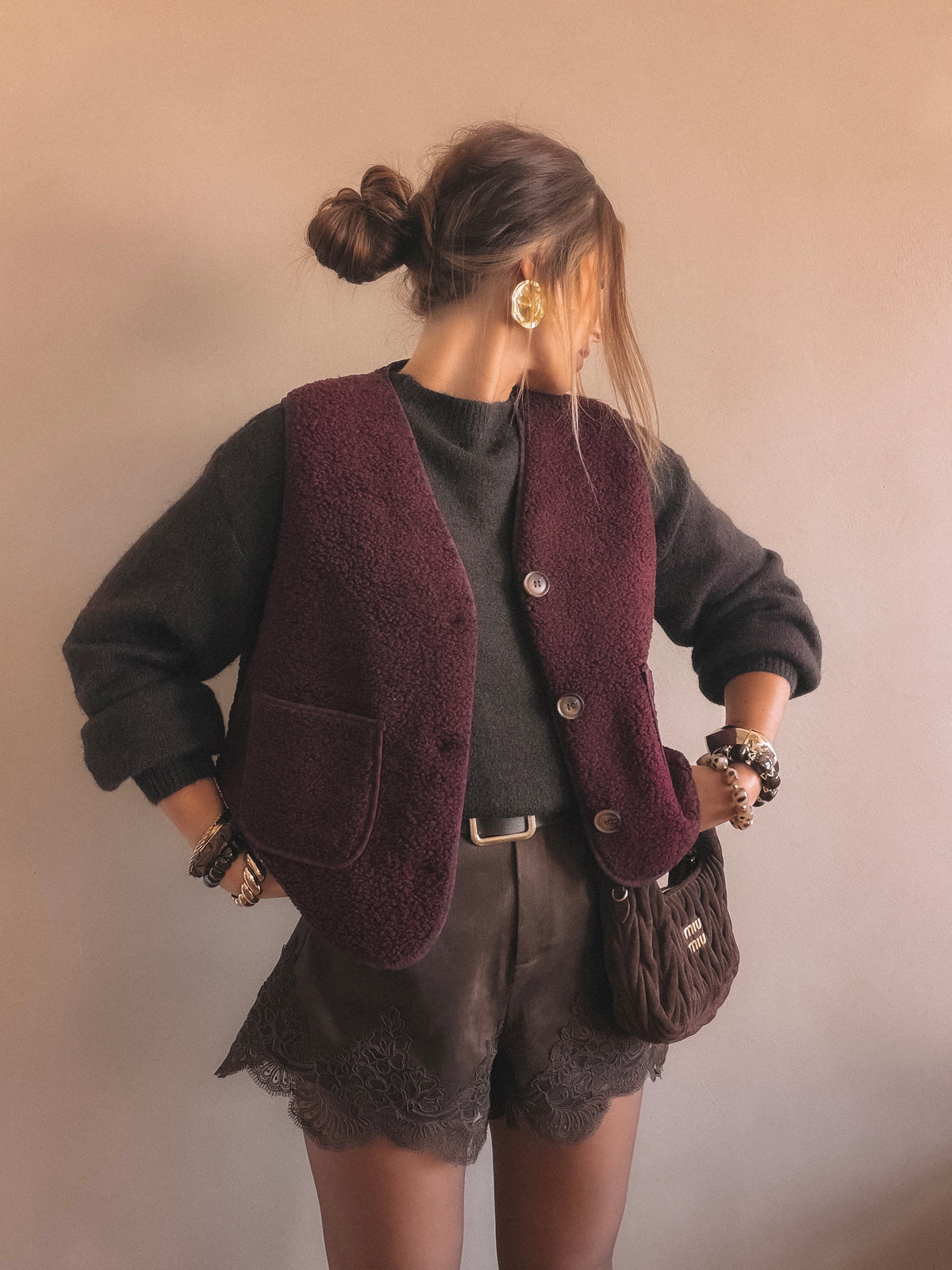 Gilet sans manches ÉLÉONORE bordeaux