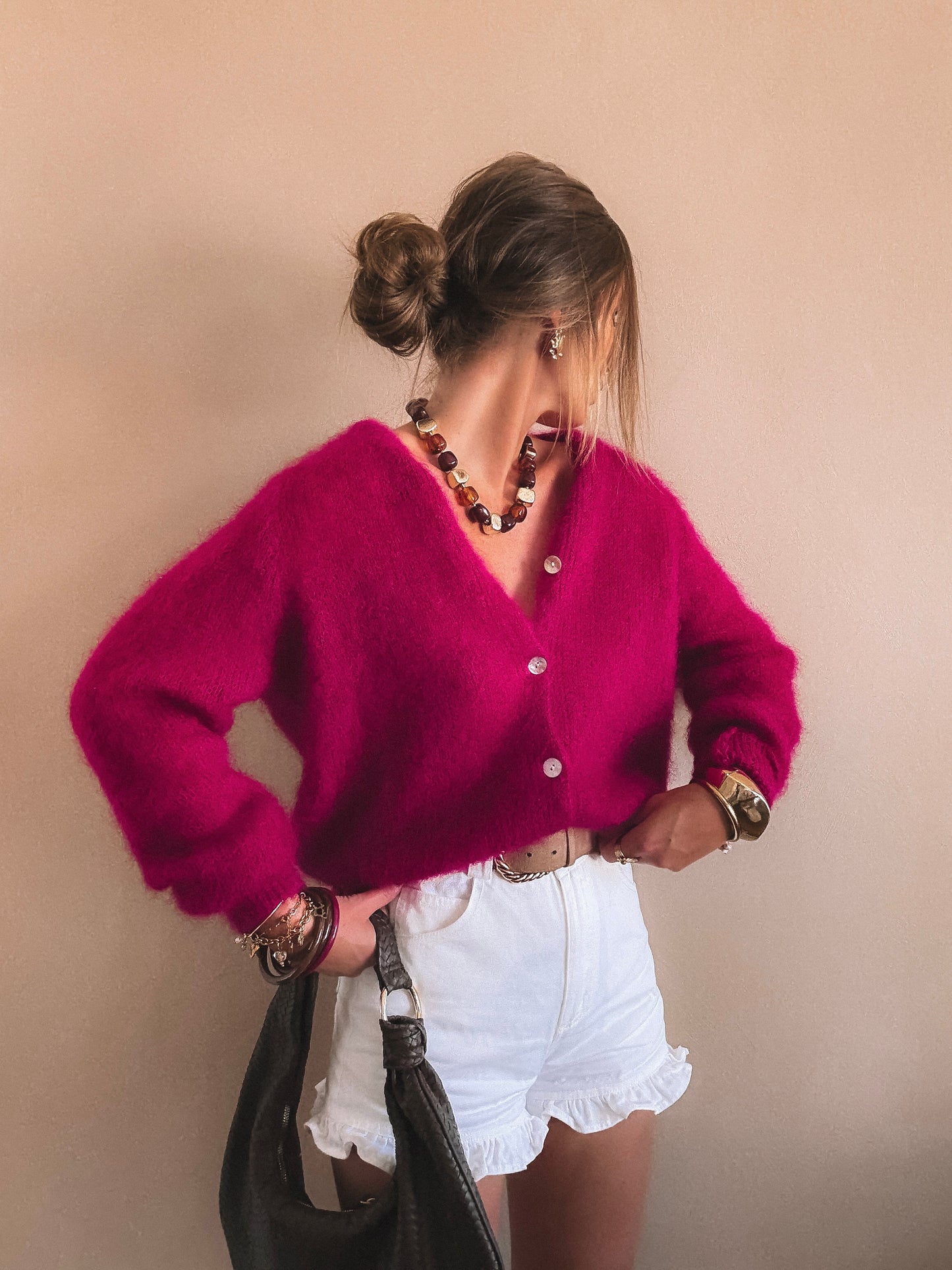 Gilet Melba Framboise KID MOHAIR