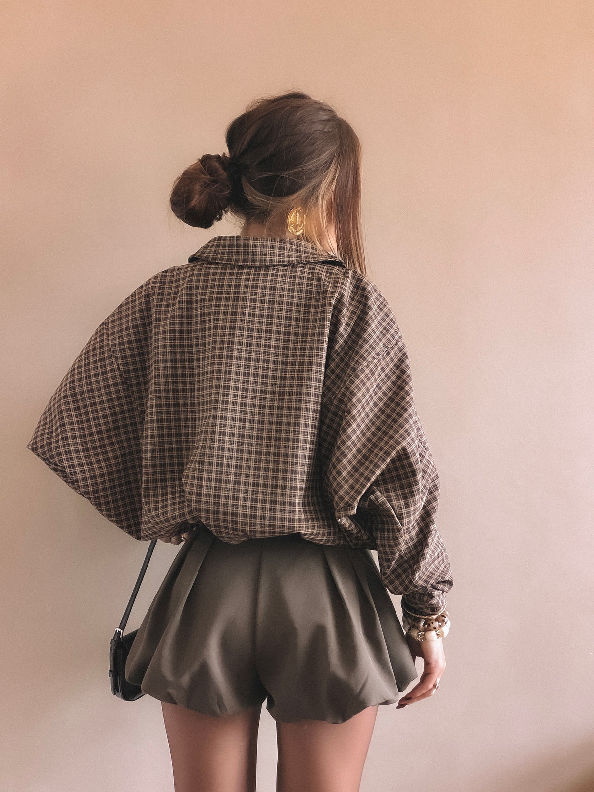 Veste Agathe à carreaux Marron
