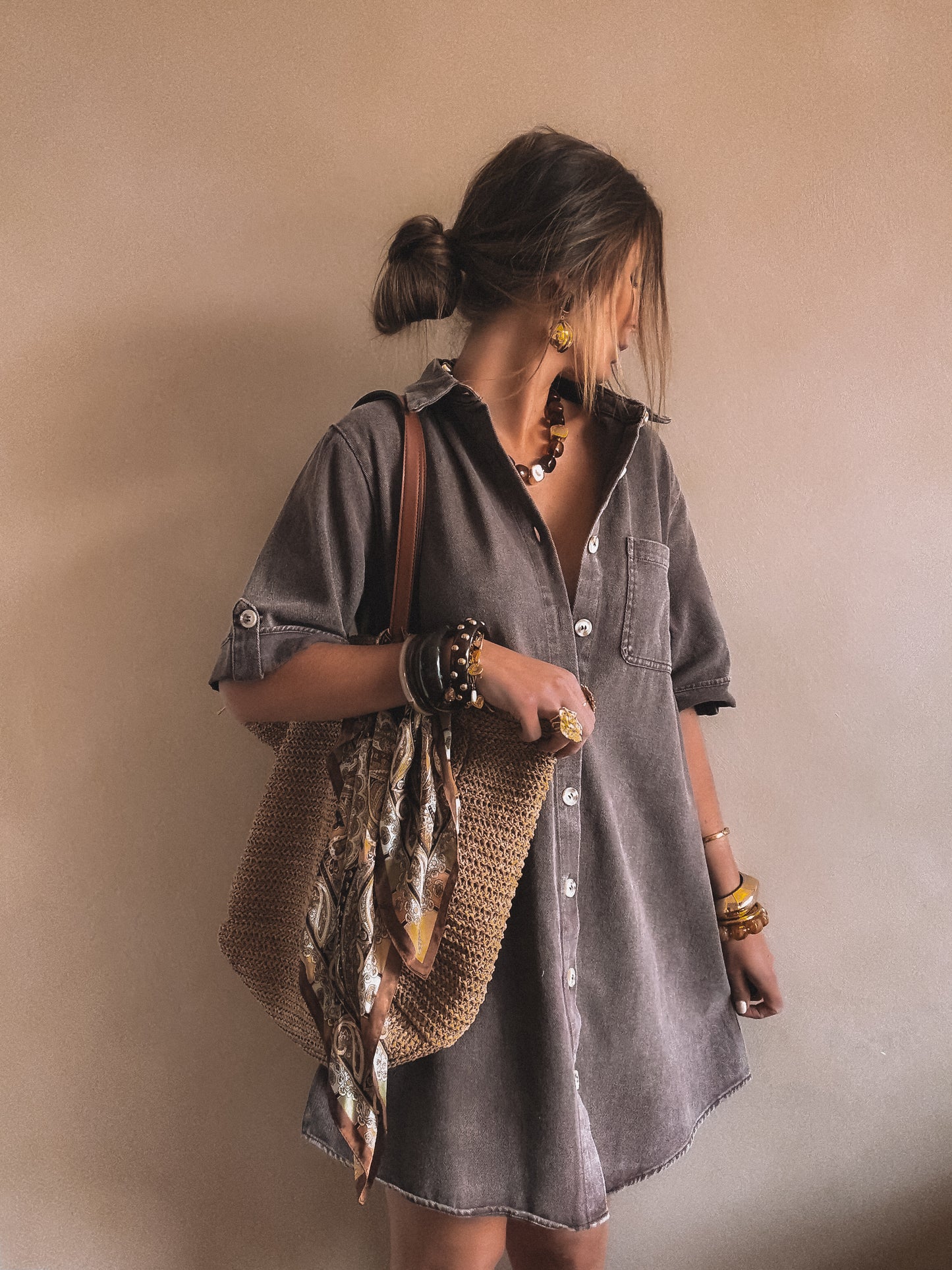 Robe en jean Tara Marron