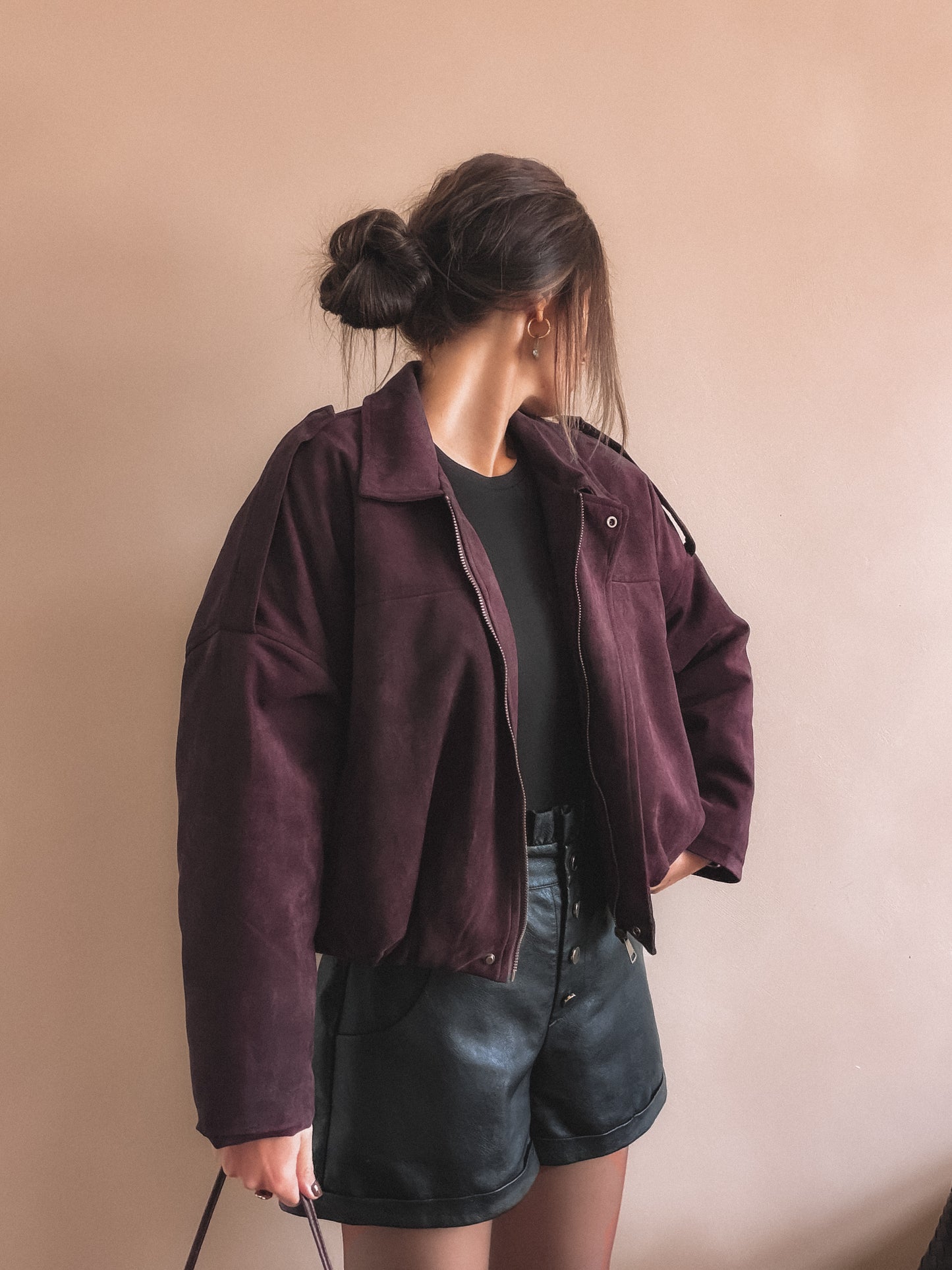 Veste Ruby Suédine Bordeaux