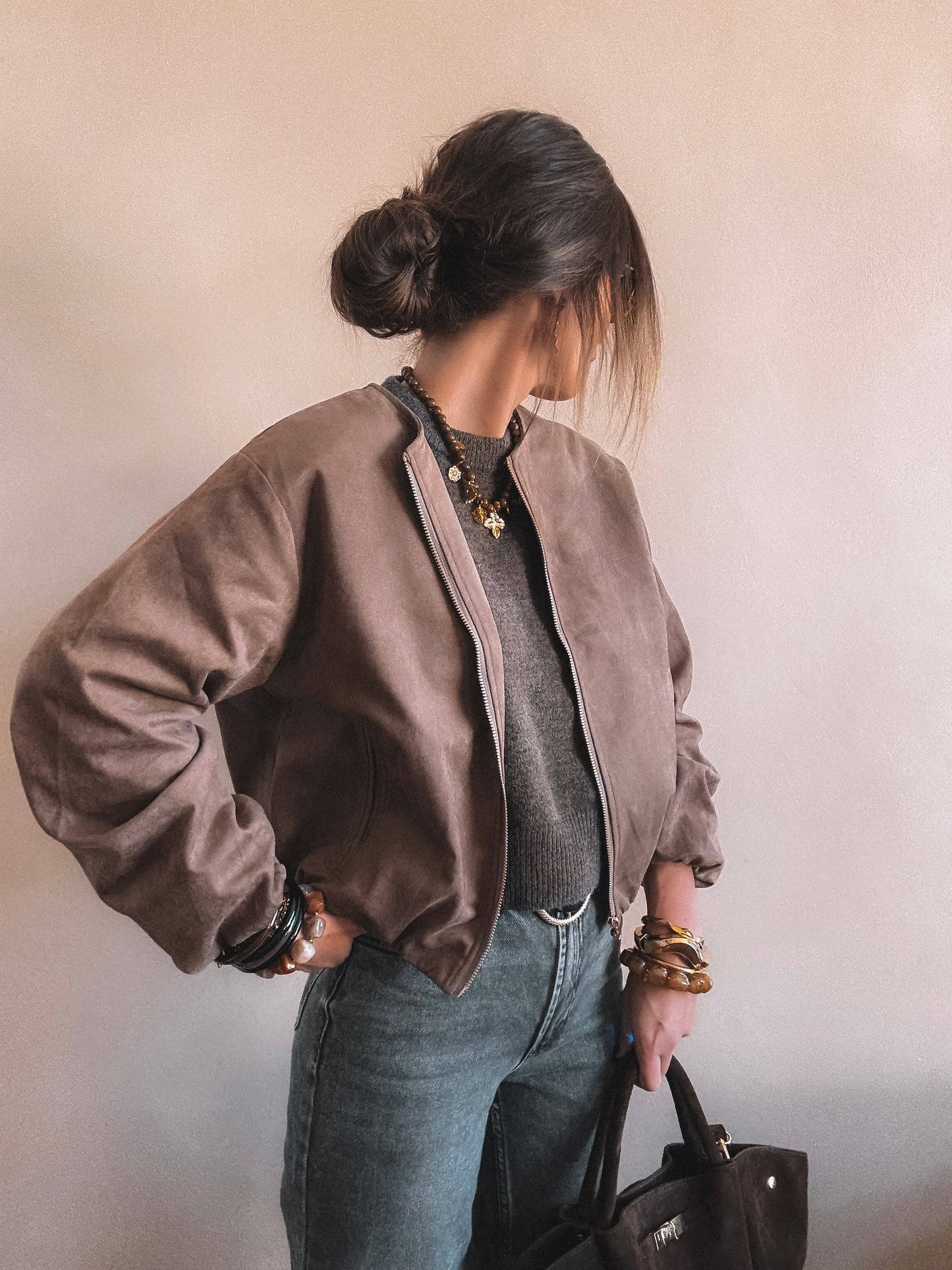 Veste Alba Suédine Taupe