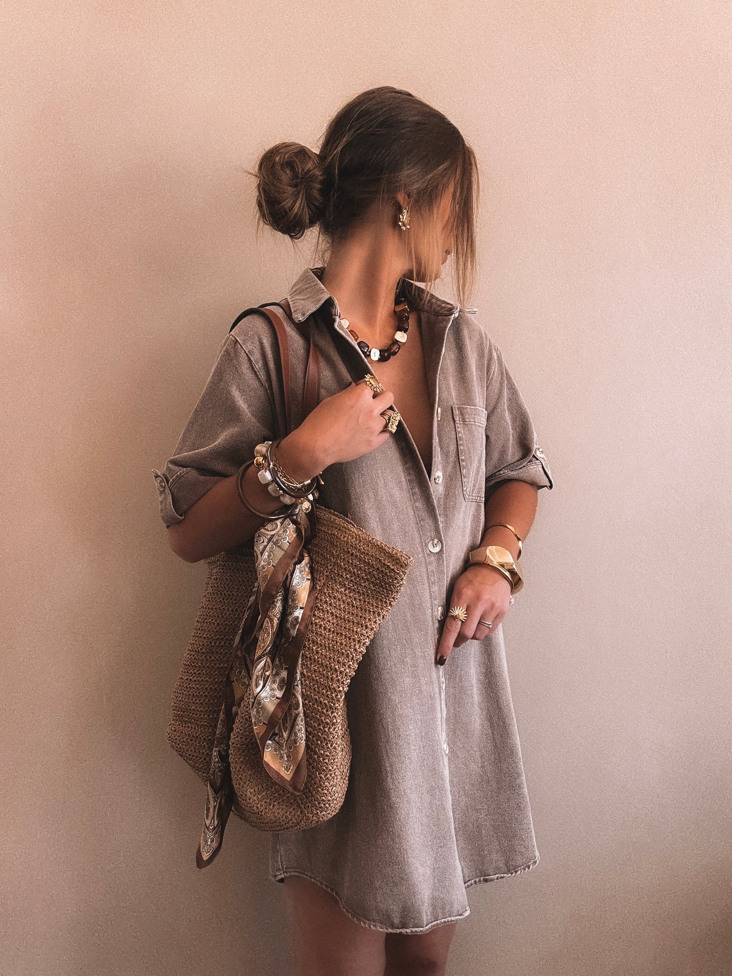 Robe en jean Tara Camel