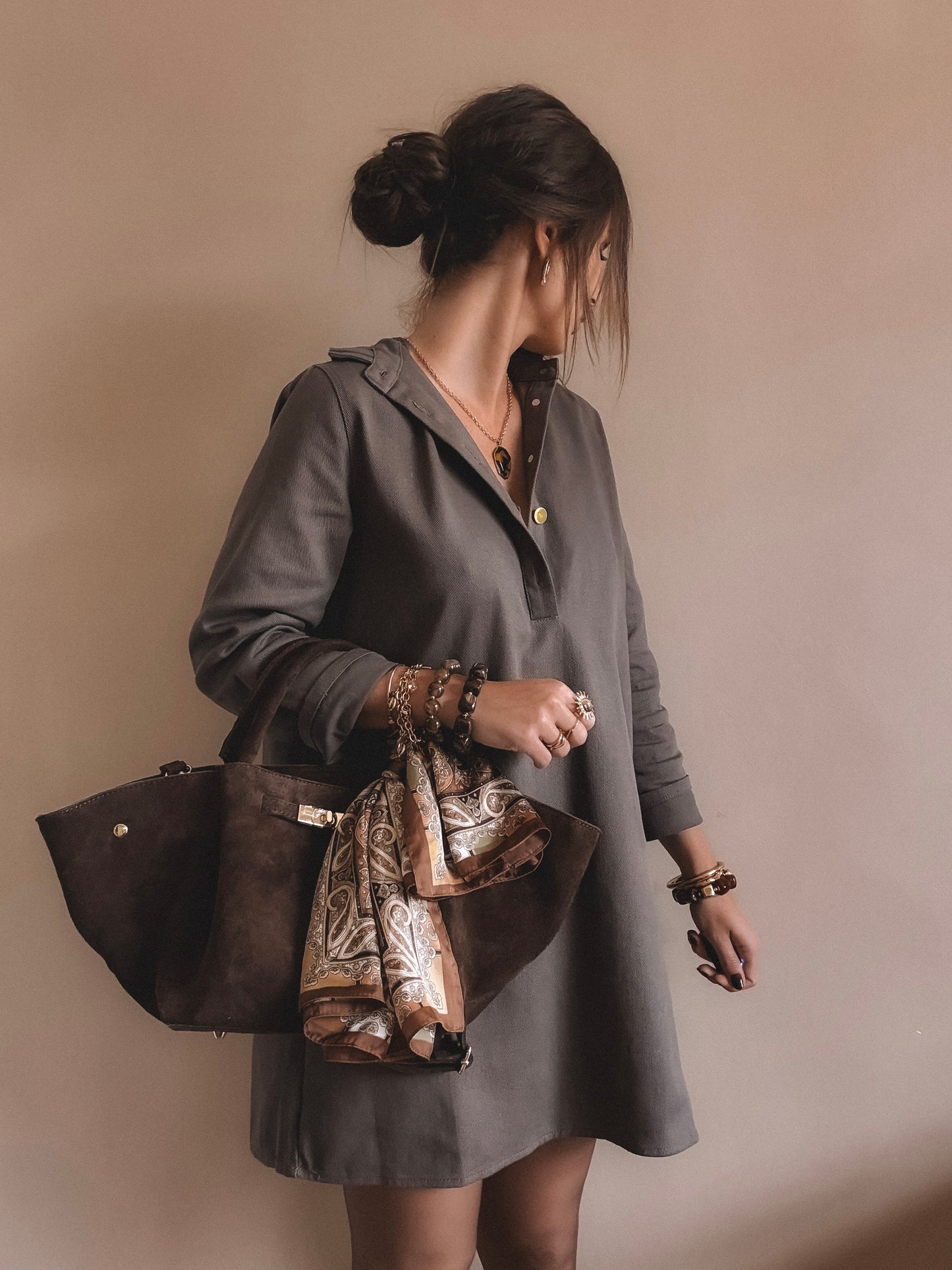 Robe en jean Almena Marron