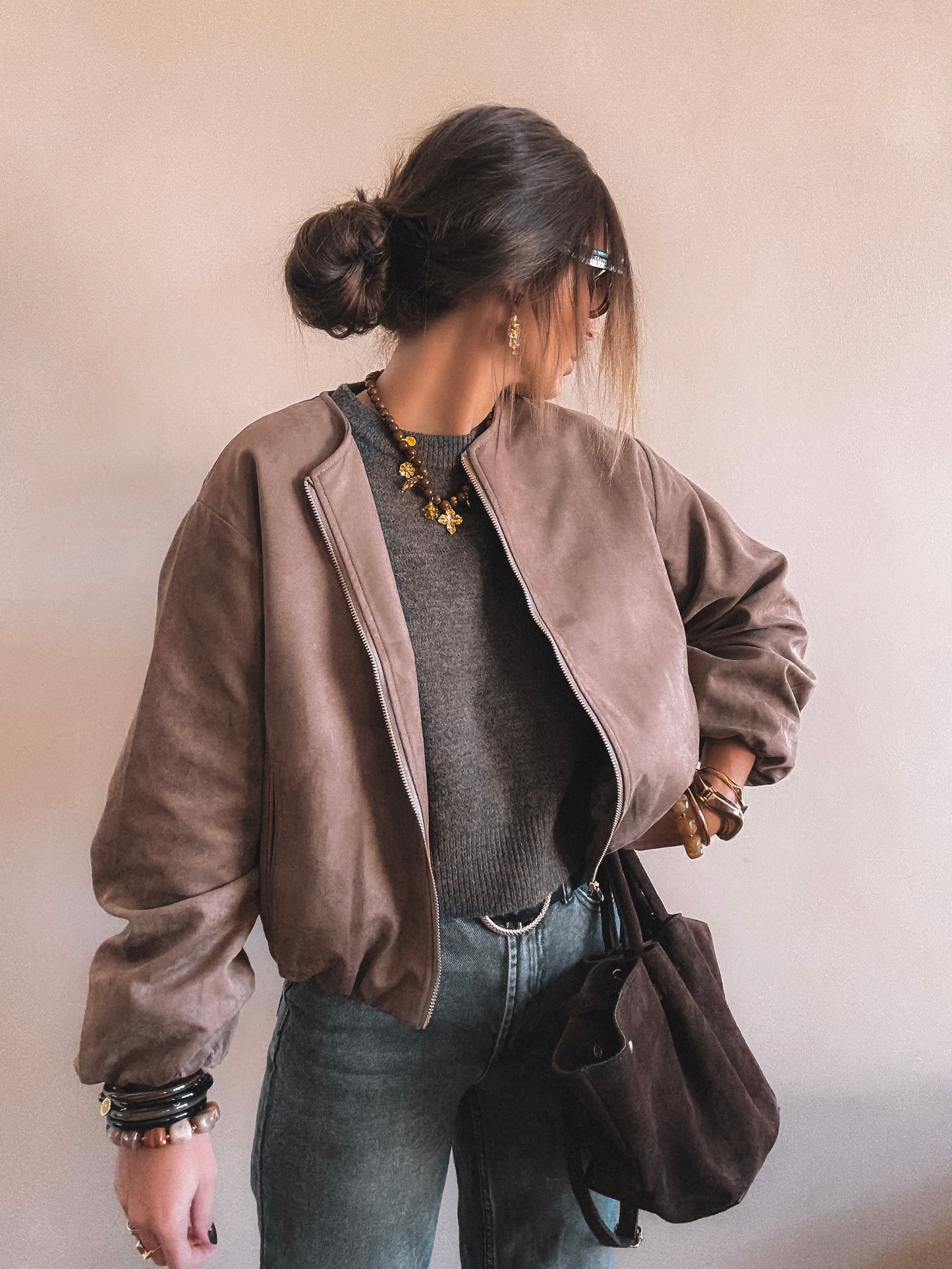 Veste Alba Suédine Taupe