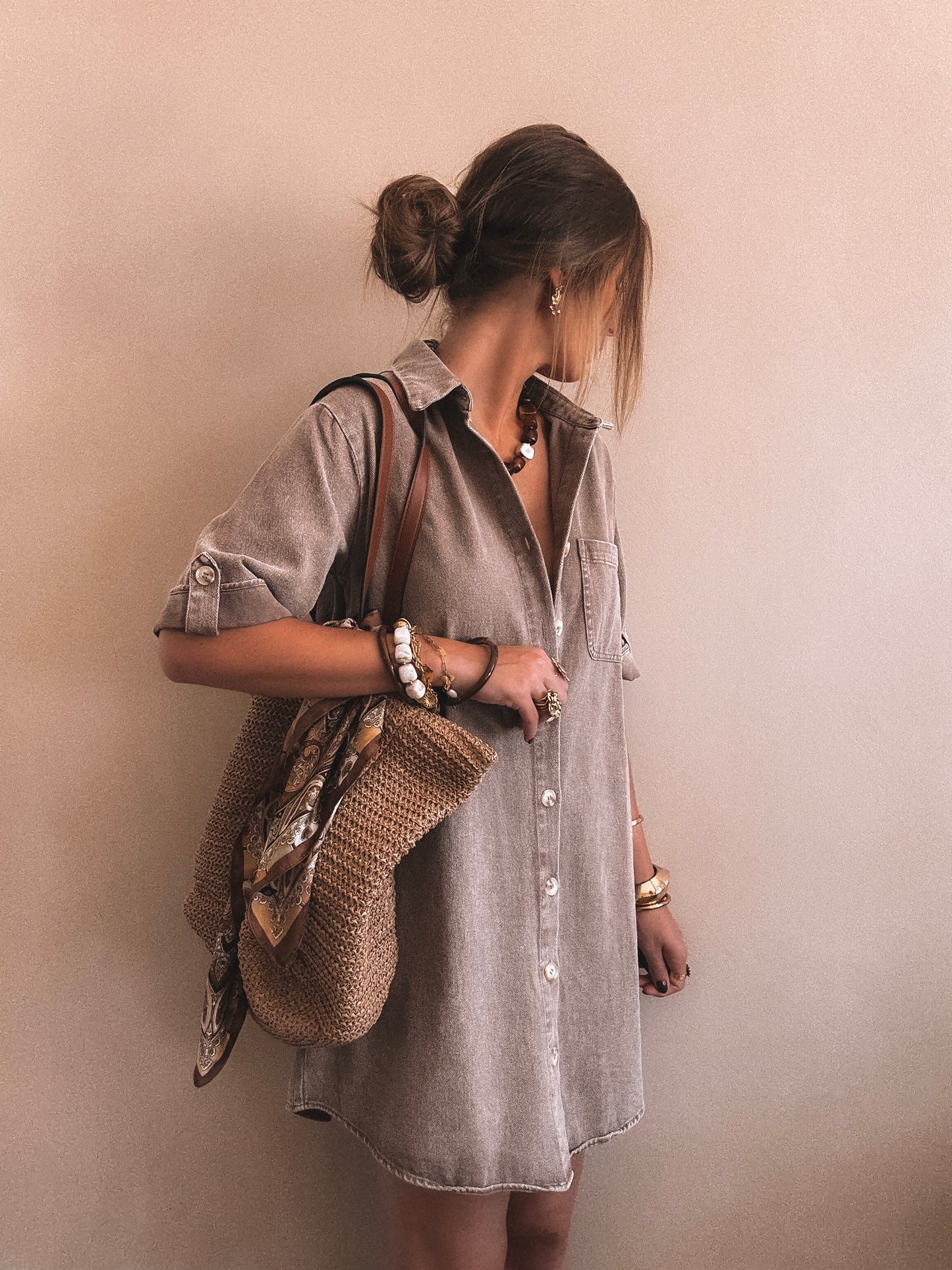 Robe en jean Tara Camel