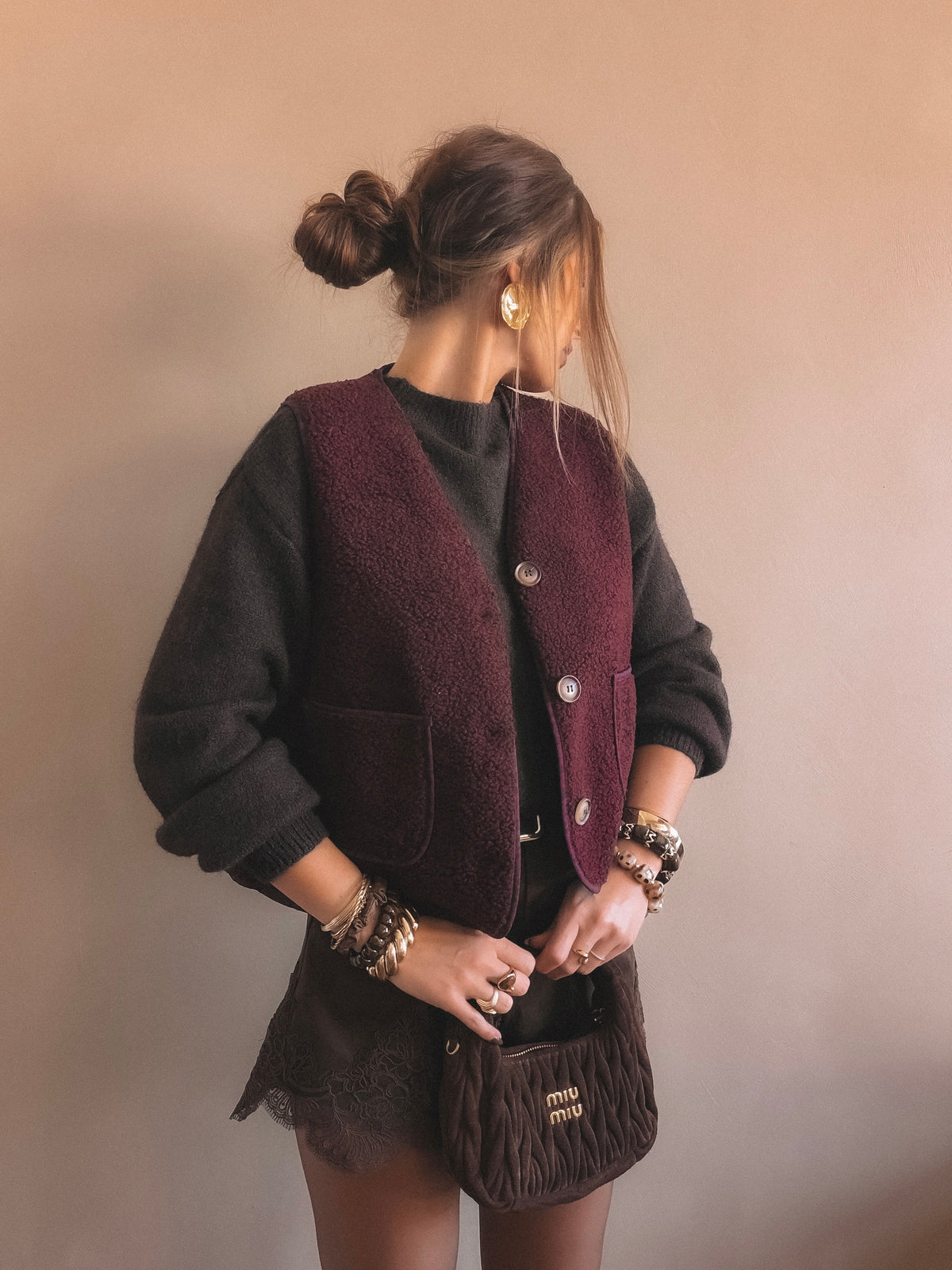 Gilet sans manches ÉLÉONORE bordeaux