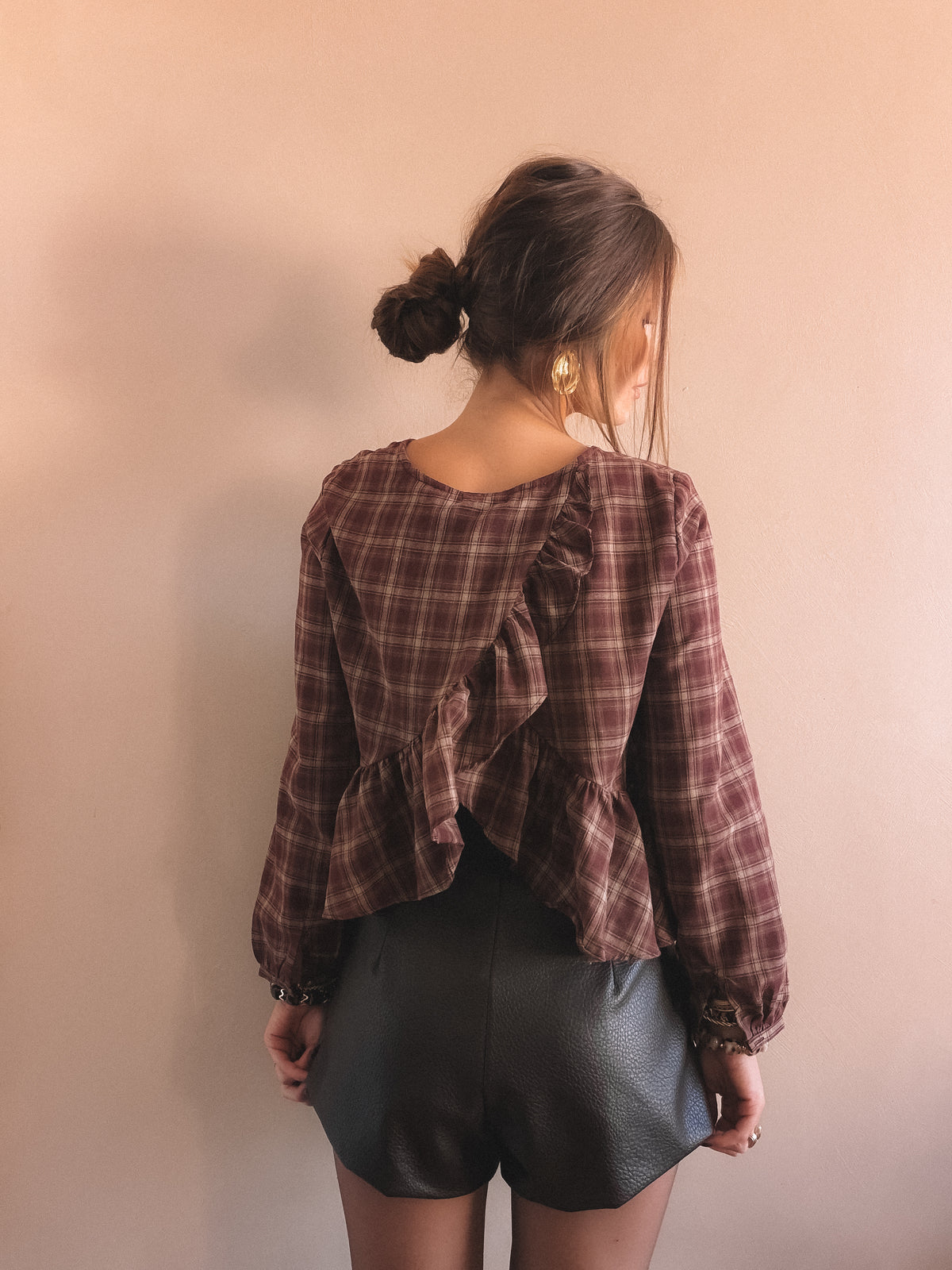 Blouse Léonie Bordeaux à carreaux