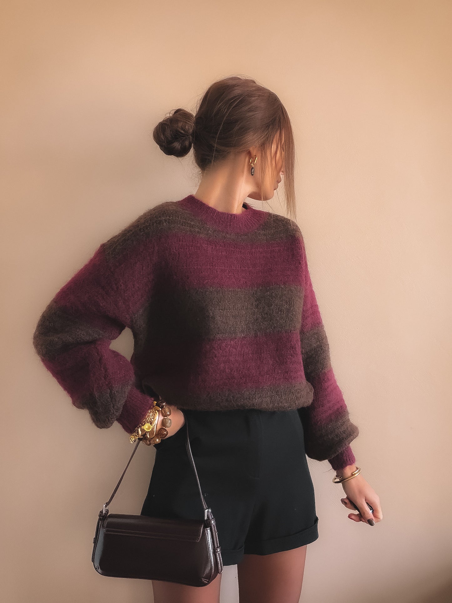 Pull Adelia Rayures bordeaux