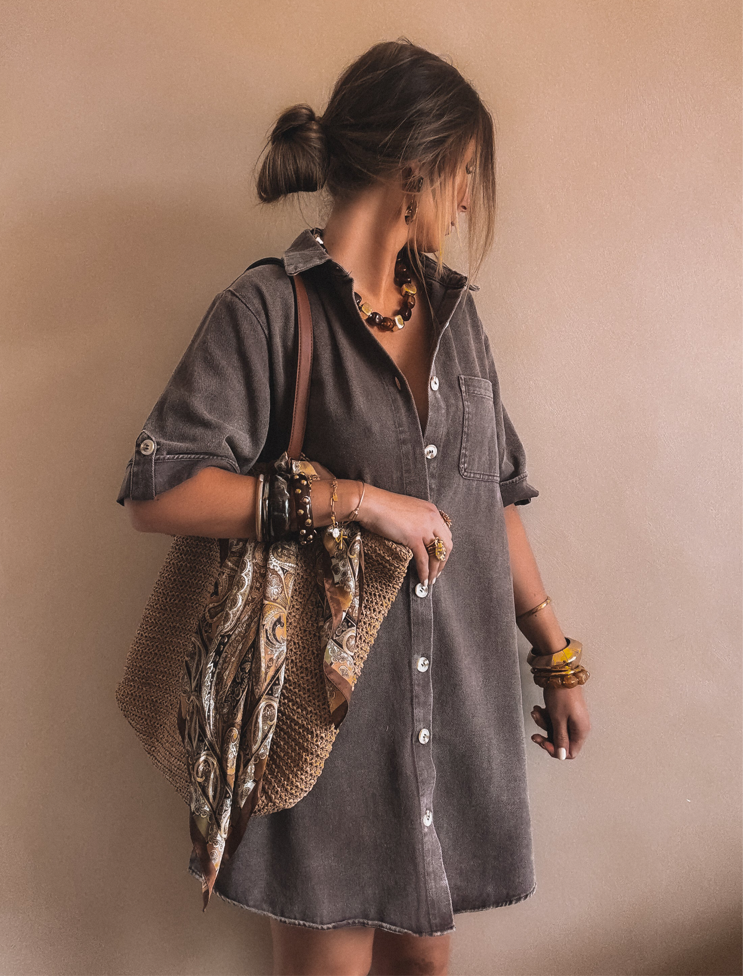 Robe en jean Tara Marron